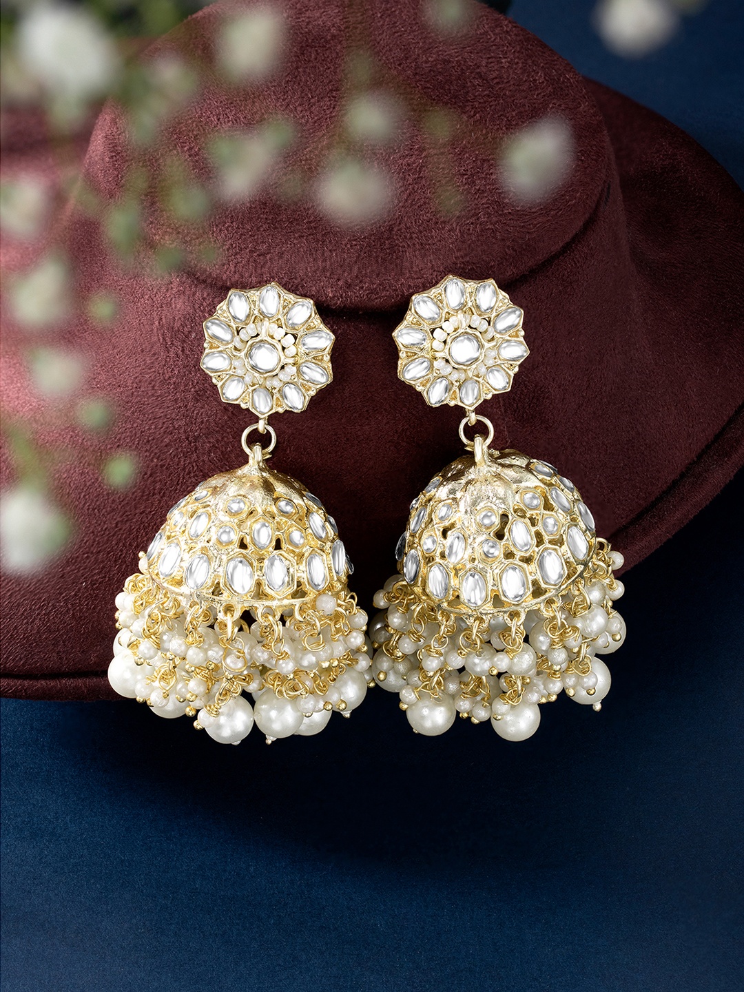 

Peora Contemporary Jhumkas Earrings, White