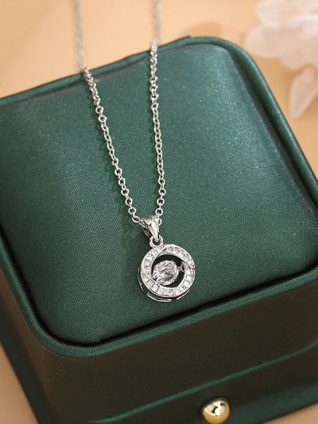 

Peora Silver-Plated American Diamond Necklace