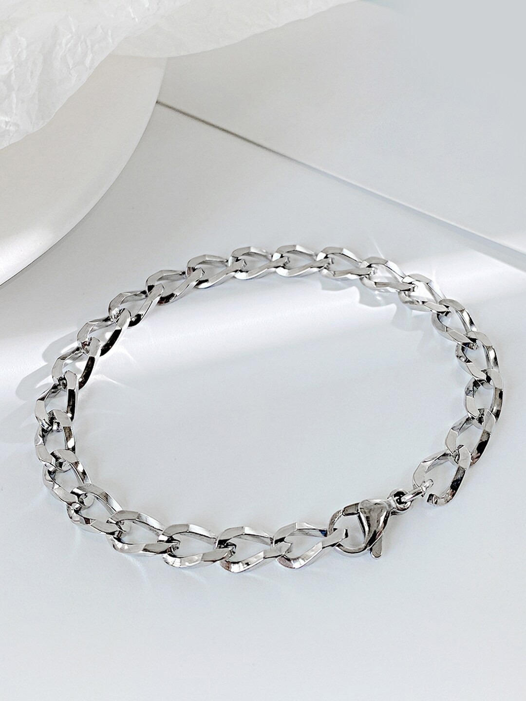 

Peora Men Silver-Plated Stainless Steel Link Bracelet