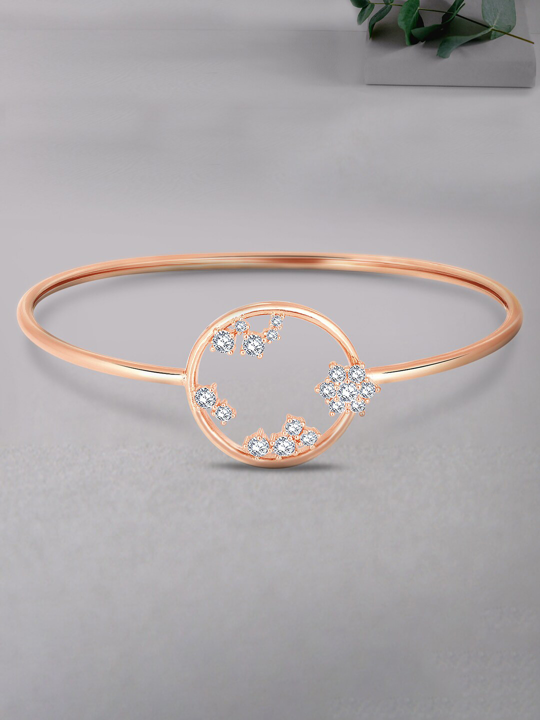 

Peora Women Cubic Zirconia Rose Gold-Plated Kada Bracelet