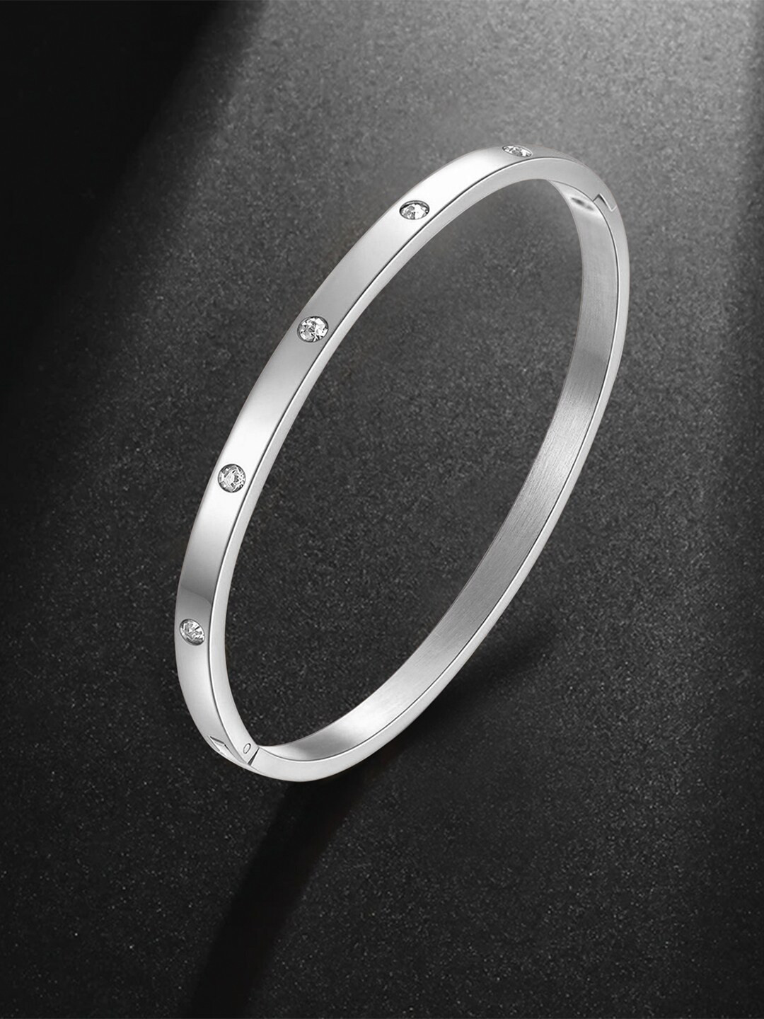 

Peora Cubic Zirconia Silver-Plated Kada Bracelet