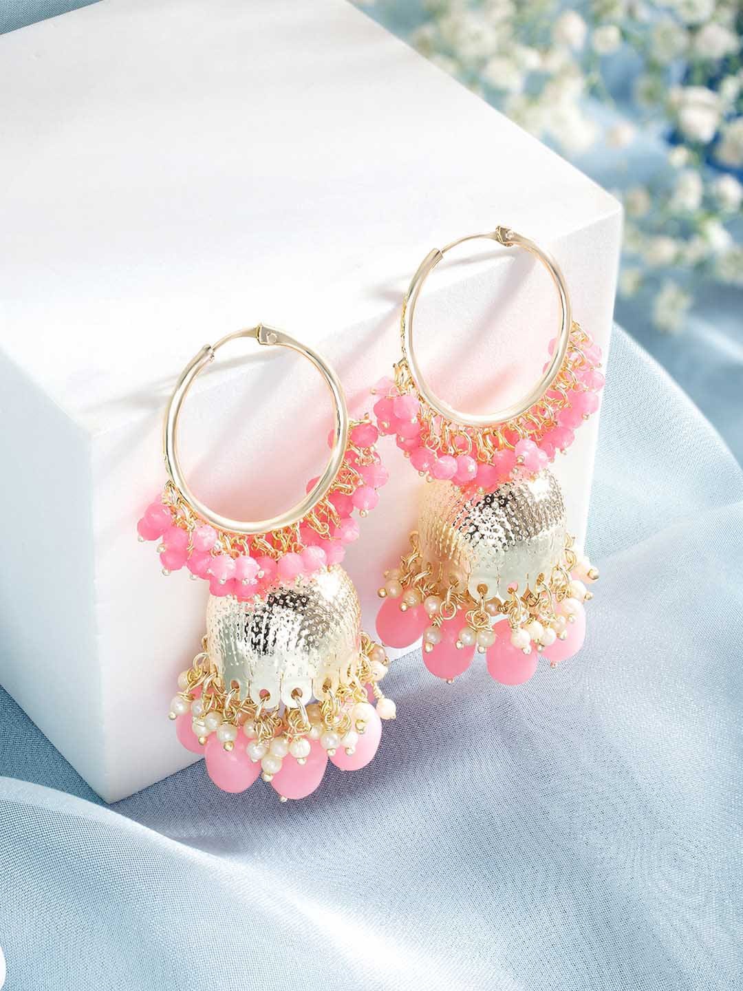 

Peora Artificial Beads Gold Plated Jhumkas