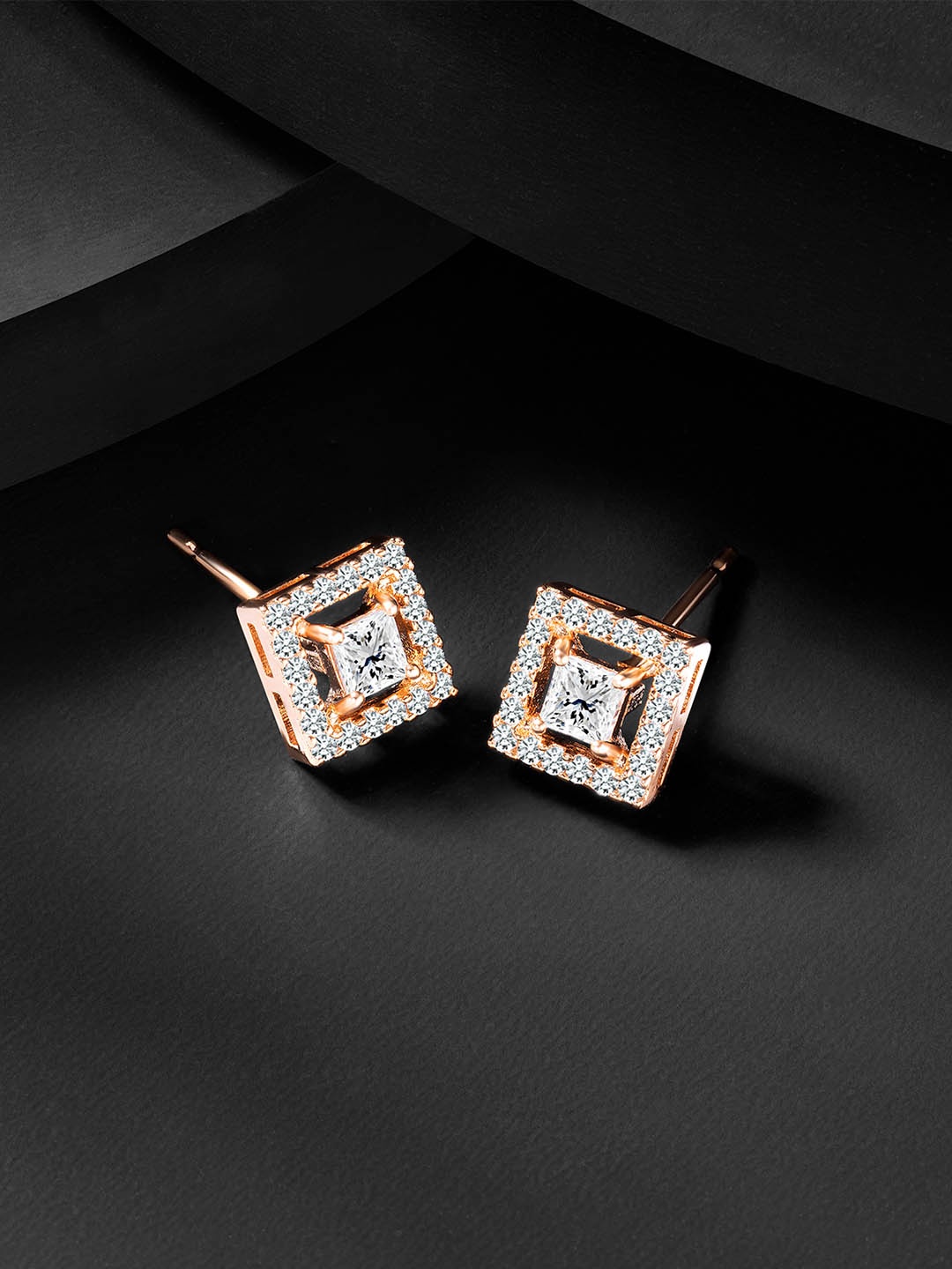 Peora Contemporary Studs Earrings, Rose gold