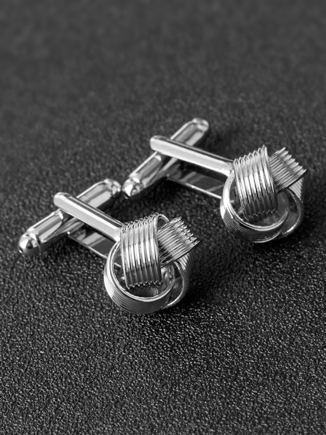 

Peora Silver Plated Textured Cufflink