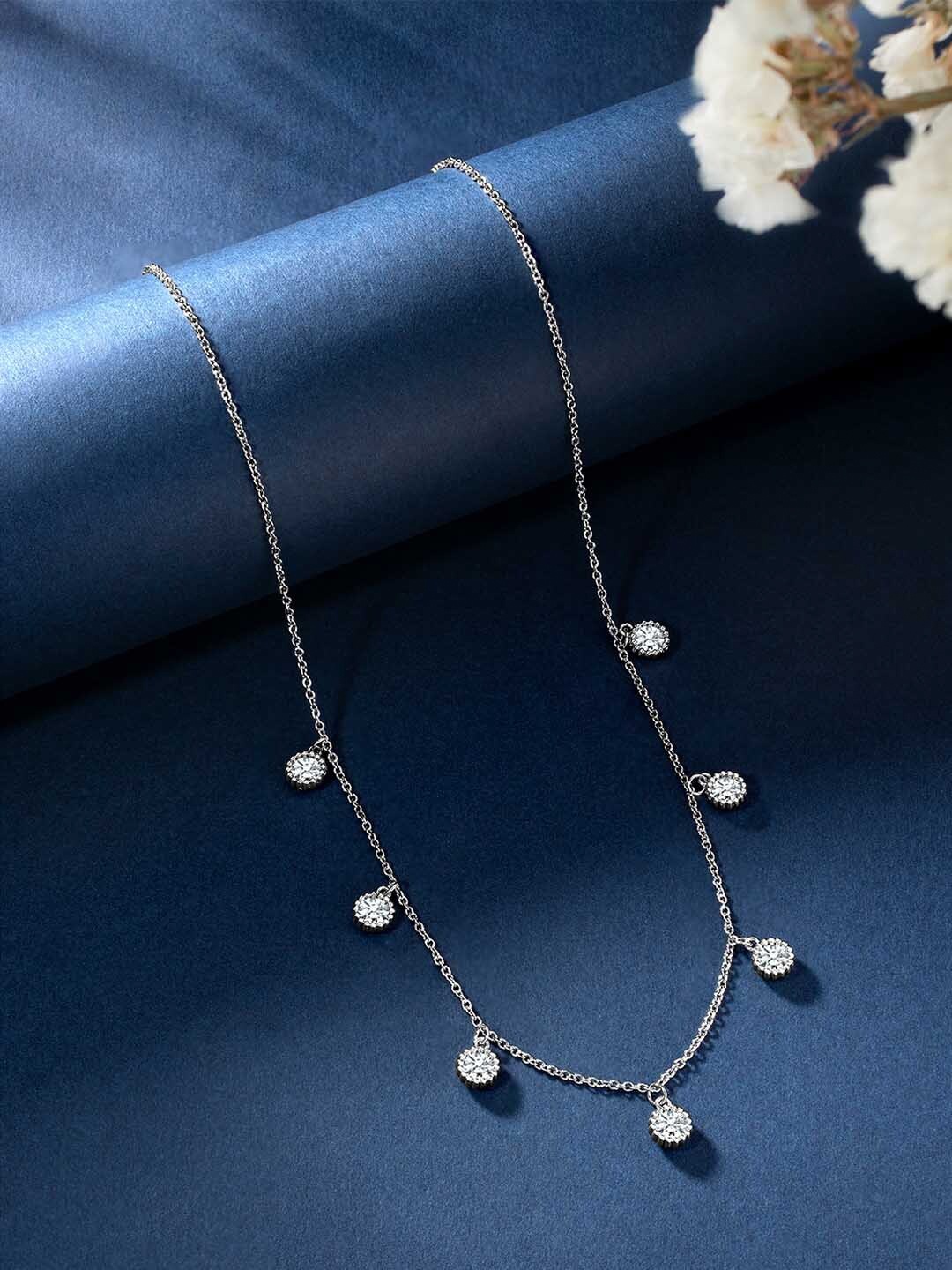 

Peora Silver-Plated Alloy Cubic Zirconia Studded Necklace
