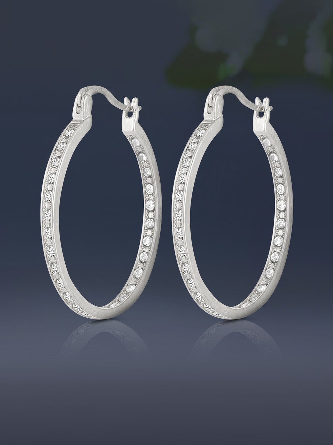 Peora Silver Plated Contemporary Hoop Earrings