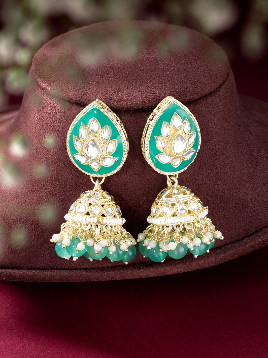 

Peora Contemporary Jhumkas Earrings, Green