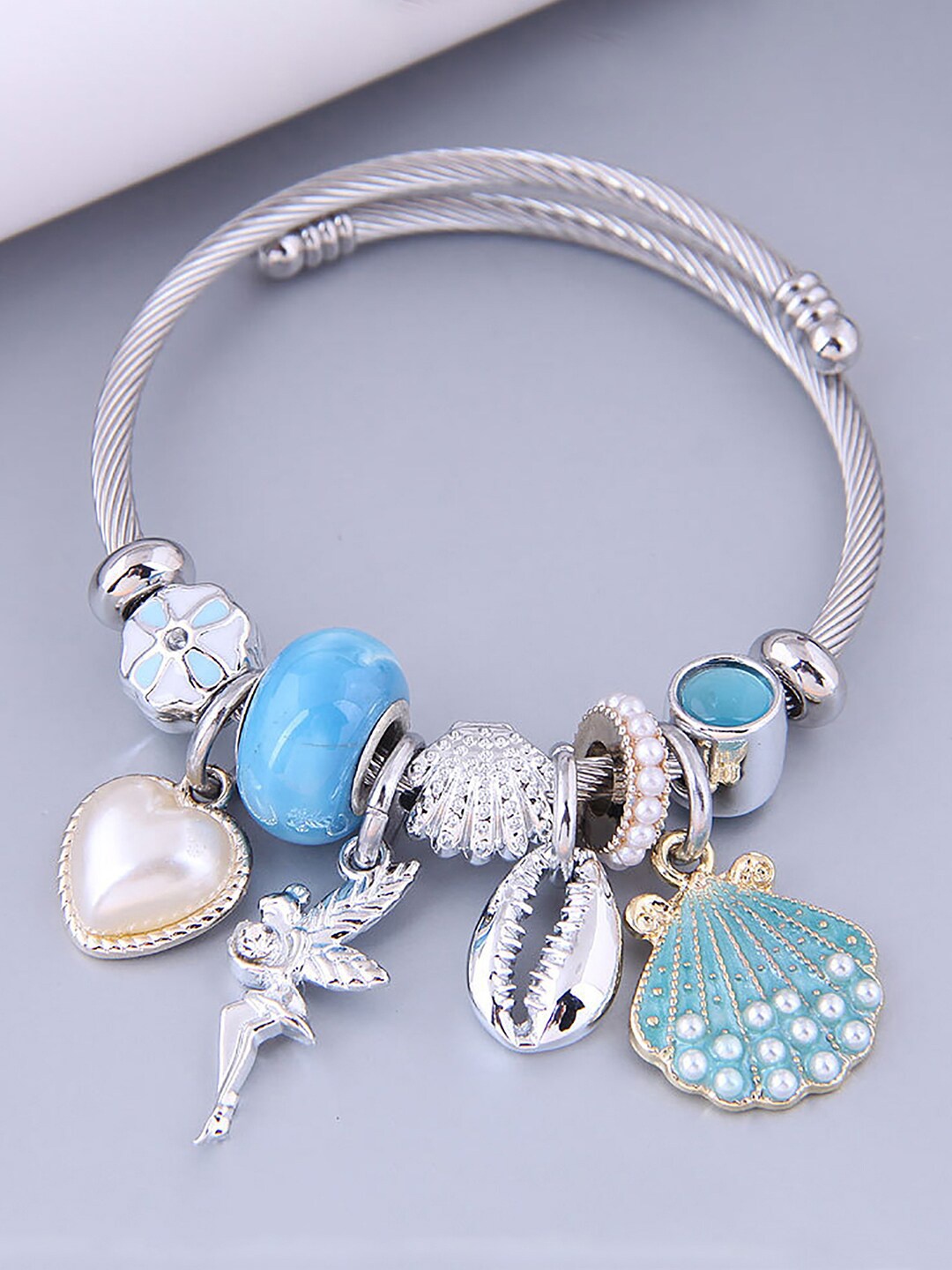 

Peora Silver-Plated Stone Studded Wraparound Bracelet