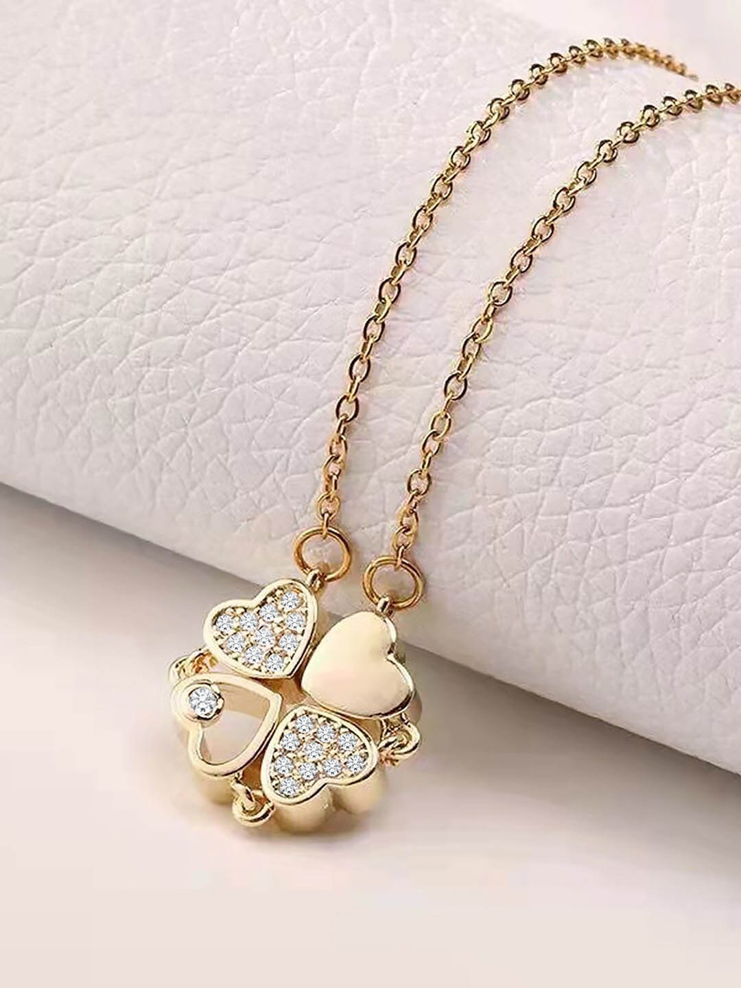 

Peora Gold-Plated American Diamond Studded Pendant Necklace Chain