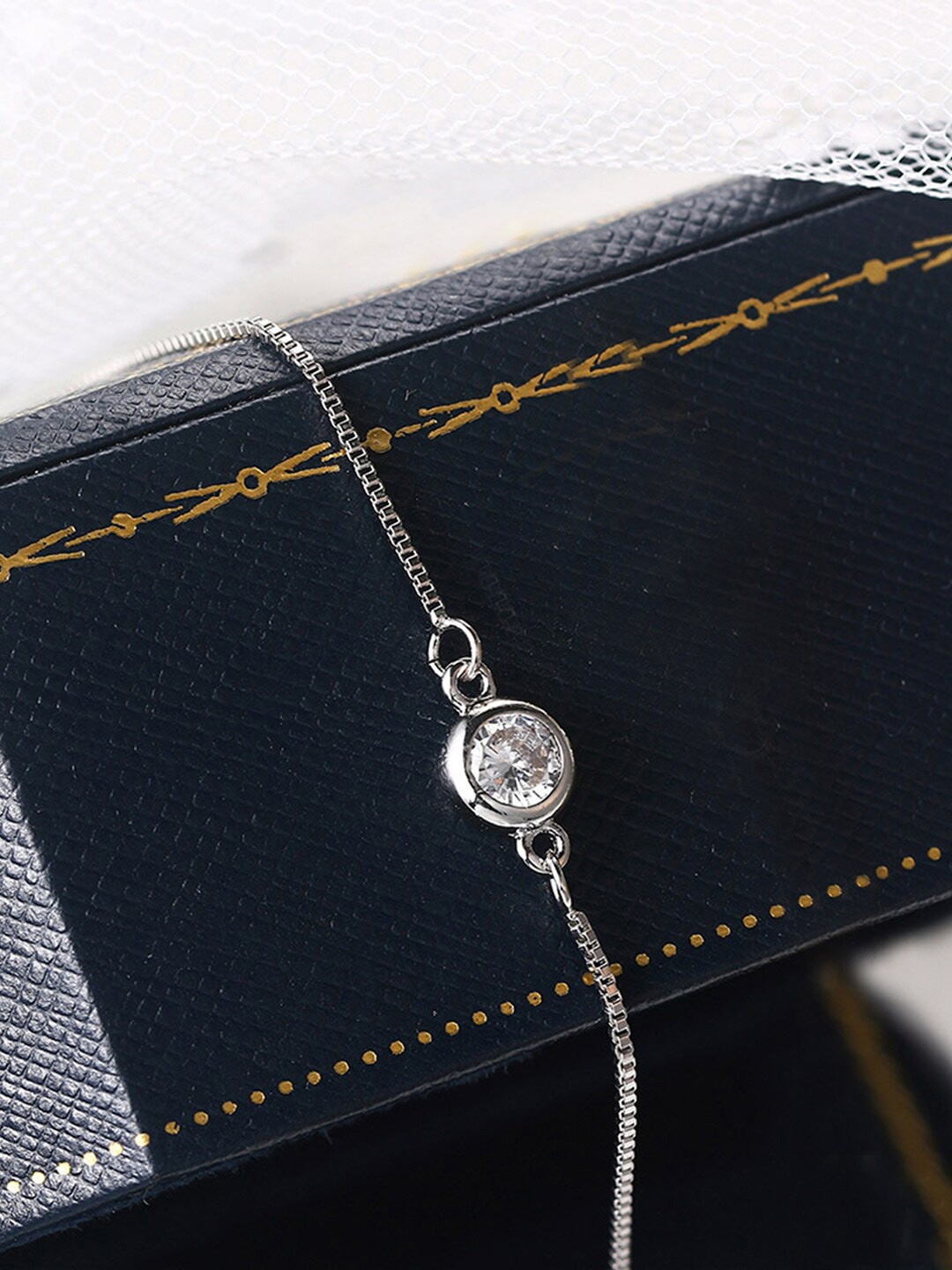 

Peora American Diamond Silver-Plated Link Bracelet