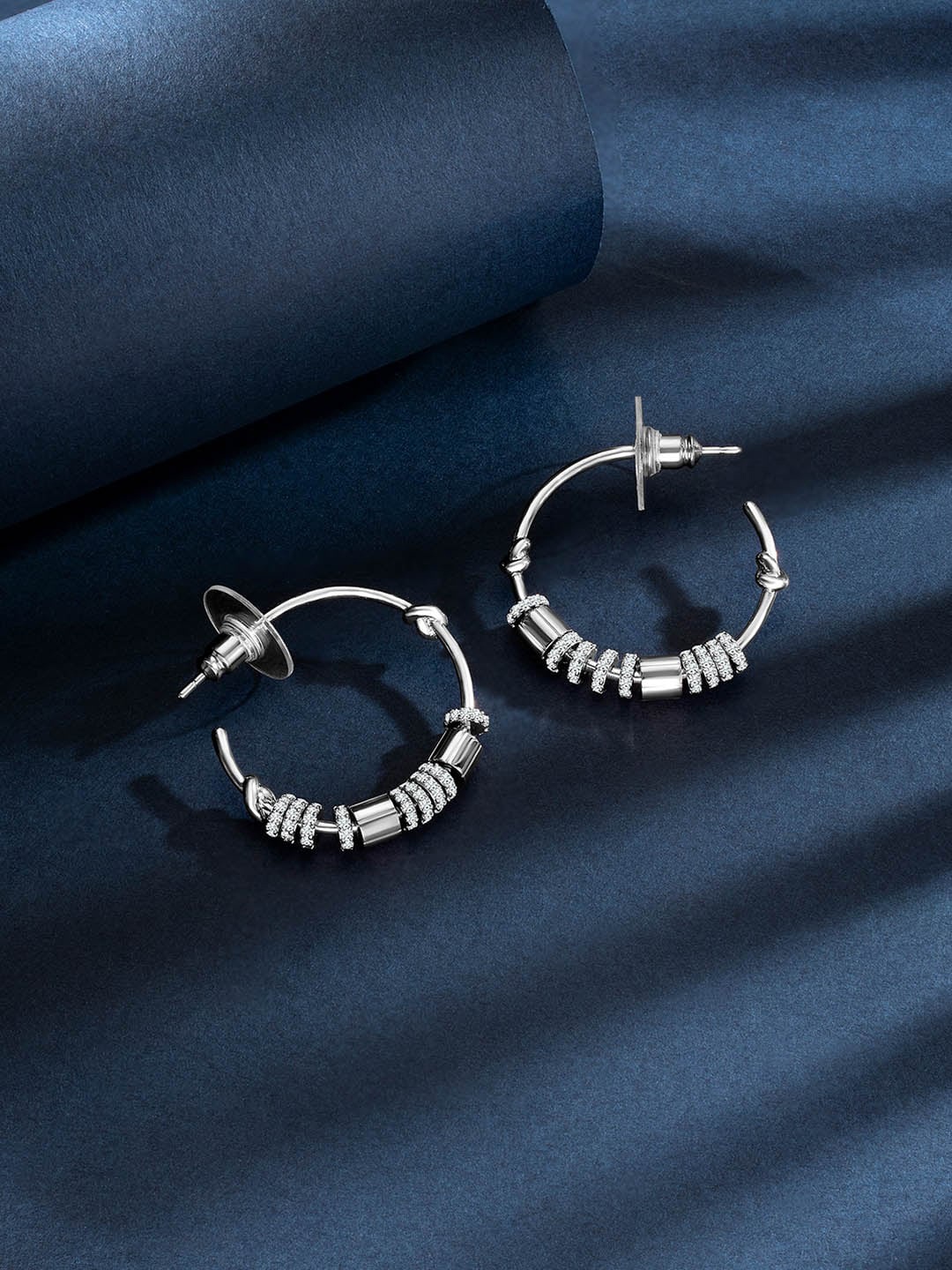 

Peora Cubic Zirconia Silver Plated Half Hoop Earrings
