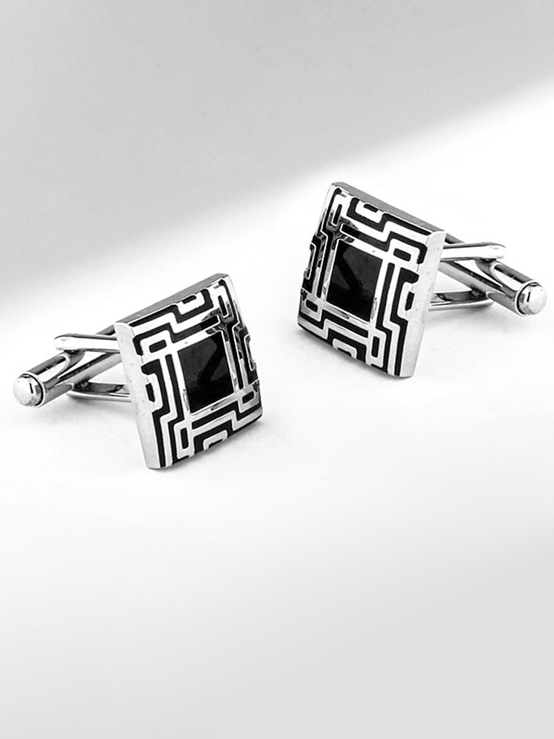 

Peora Silver-Plated Textured Square Shape Cufflink