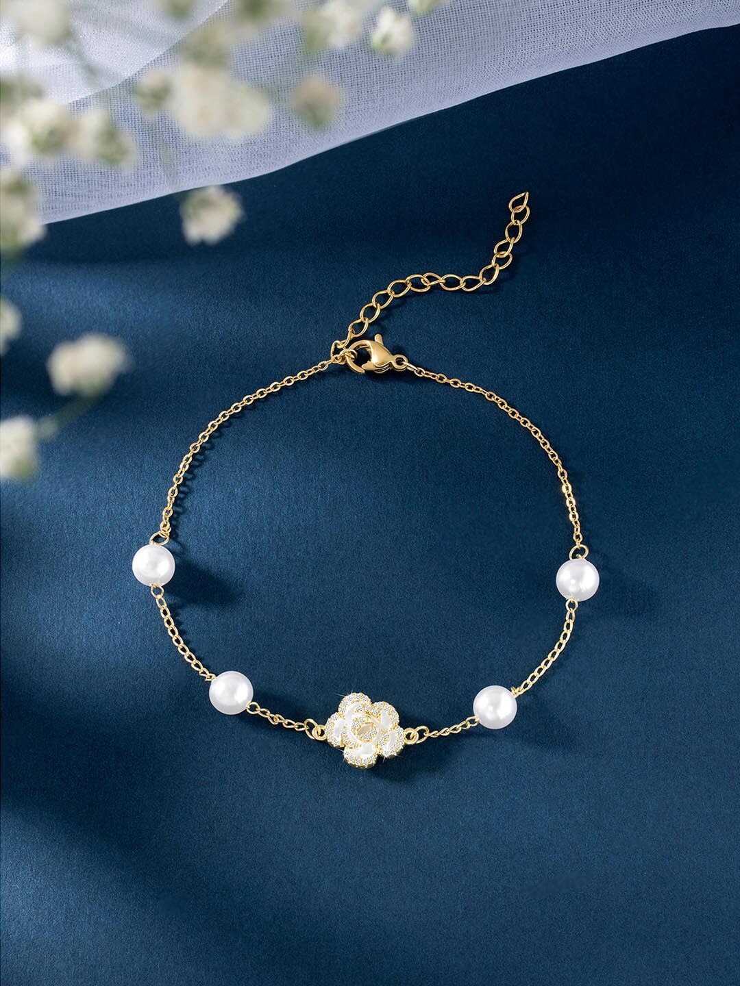 

Peora Cubic Zirconia Gold-Plated Charm Bracelet