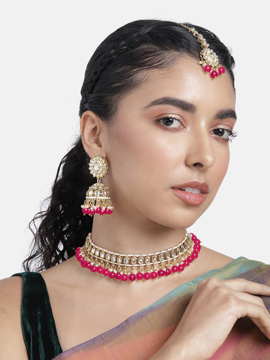 

Peora Gold-Plated Kundan Studded Jewellery Set