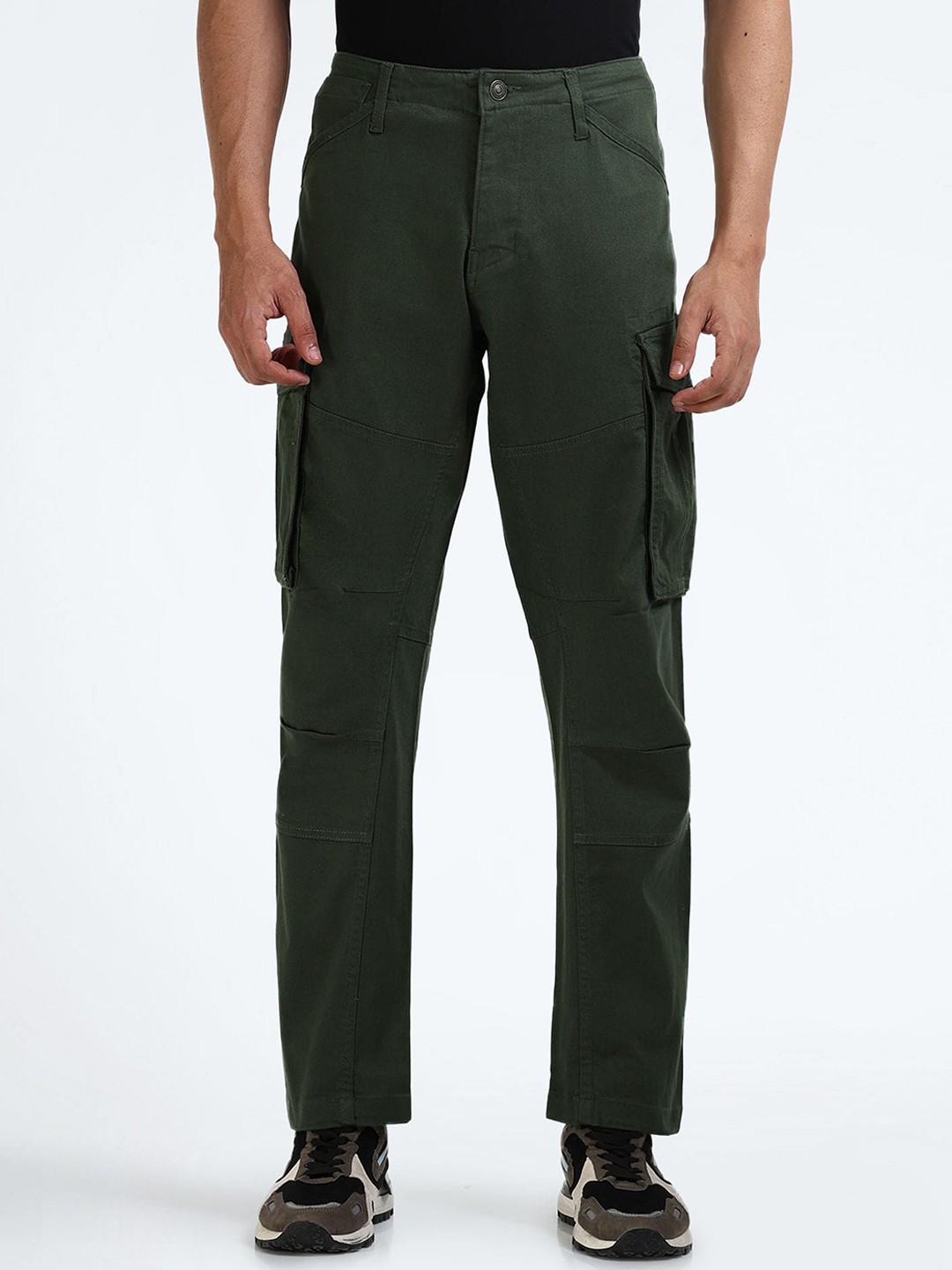 

Flying Machine Men Slim Fit Mid Rise Cargos, Green