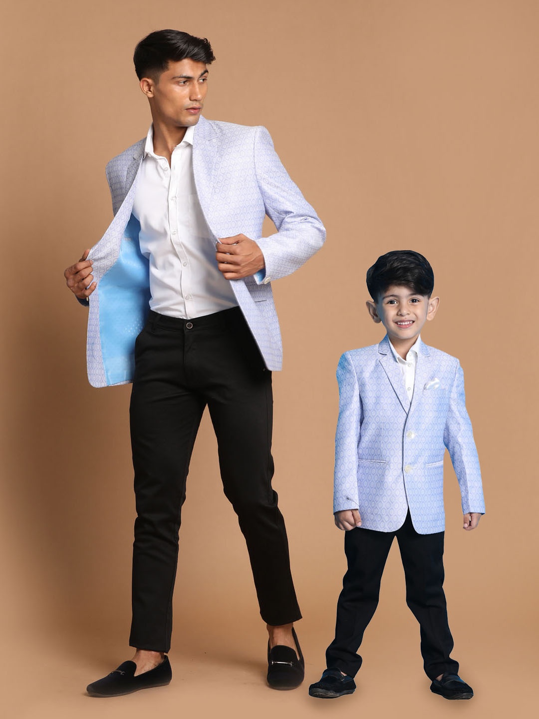 

VASTRAMAY Boys Self Design Single Breasted Blazer, Lavender