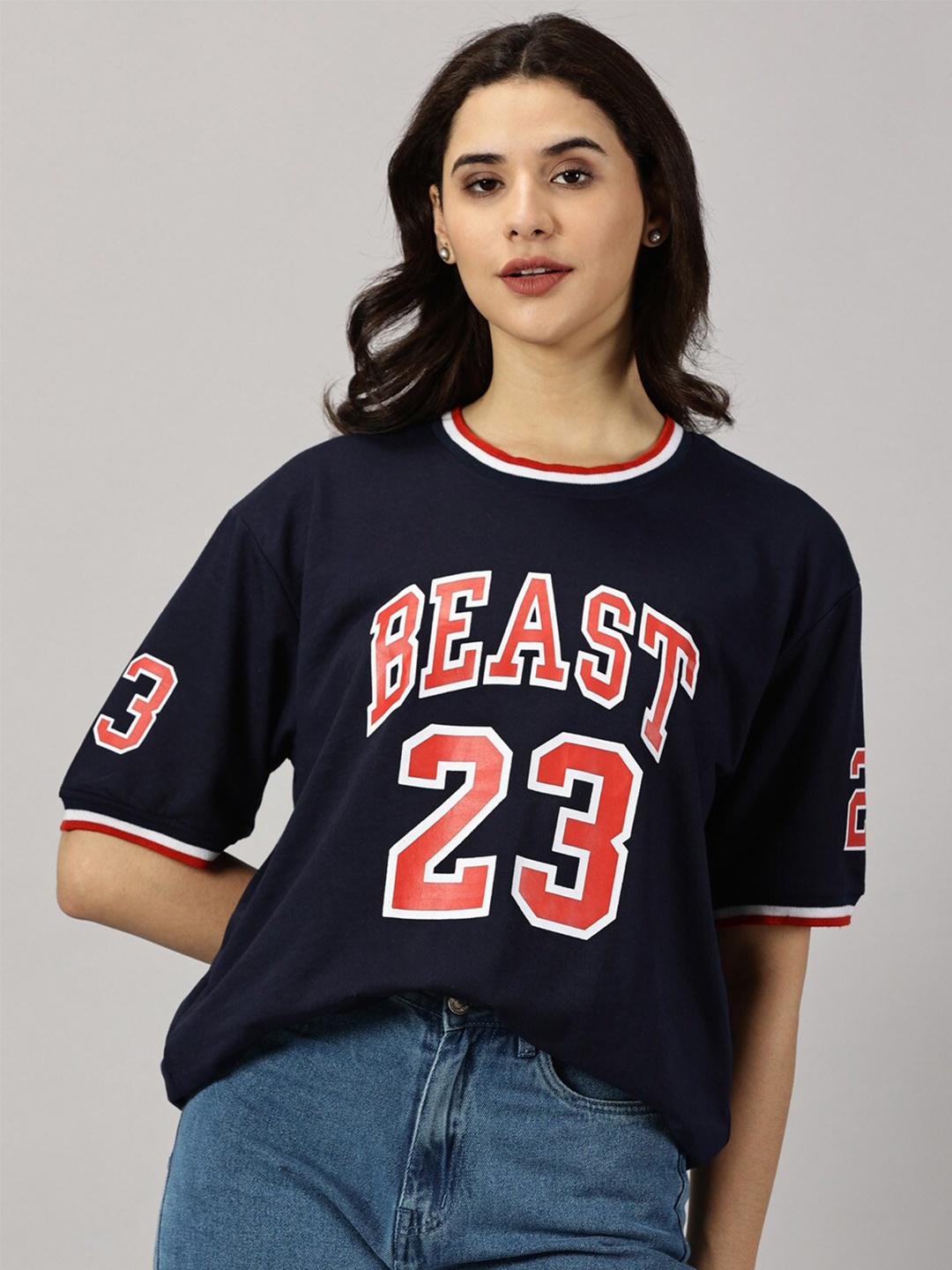 

Rodzen Typography Printed Pure Cotton T-shirt, Navy blue