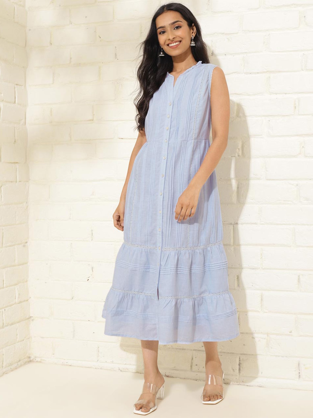 

Fabindia A-Line Midi Dress, Blue