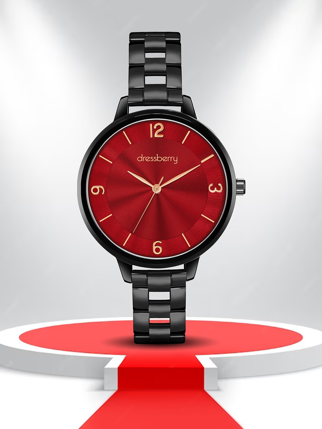 

DressBerry Women Stainless Steel Bracelet Style Straps Analogue Watch DB-022, Maroon