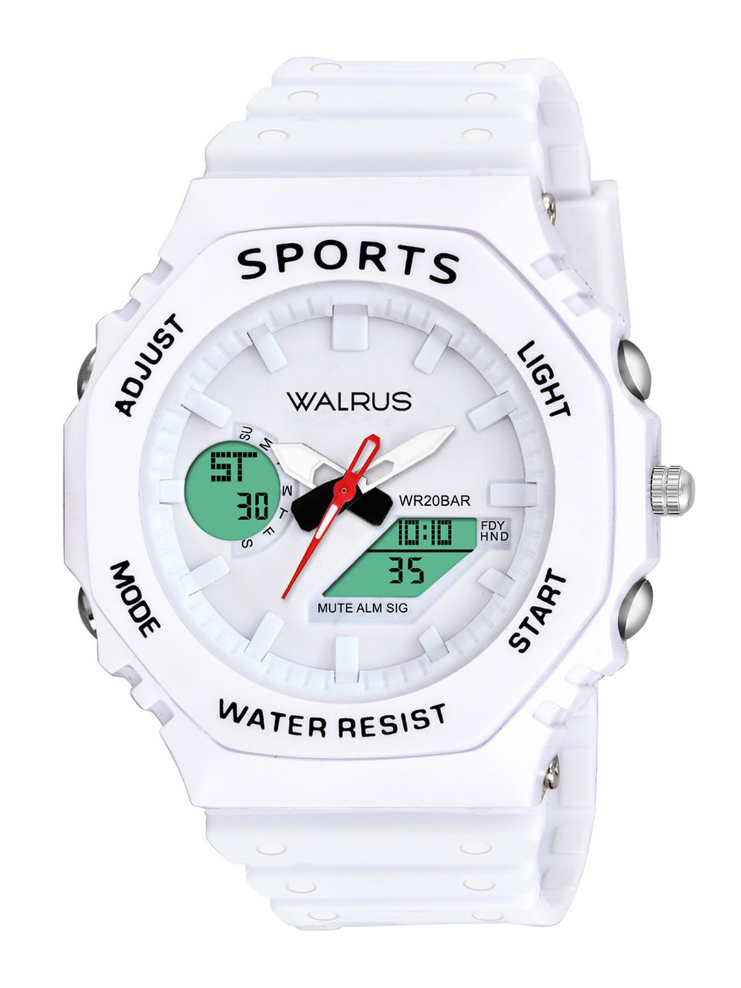 

Walrus Sports Unisex Silicon Straps Analogue and Digital Watch WWTM-SPORTS-010101, White