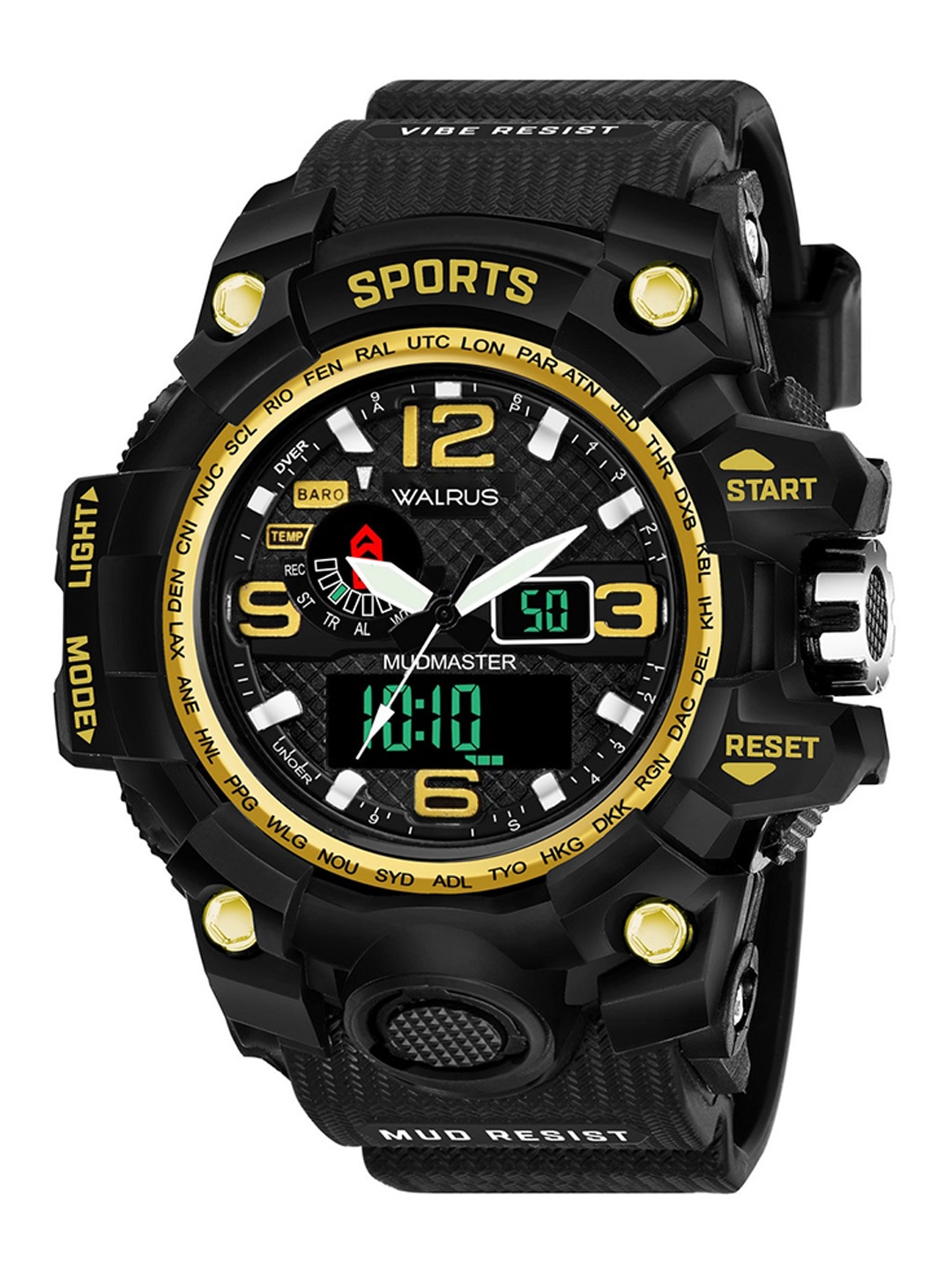 

Walrus Sports Unisex Silicon Straps Digital LED Display Watch WWTM-SPORTS-III-020206, Gold