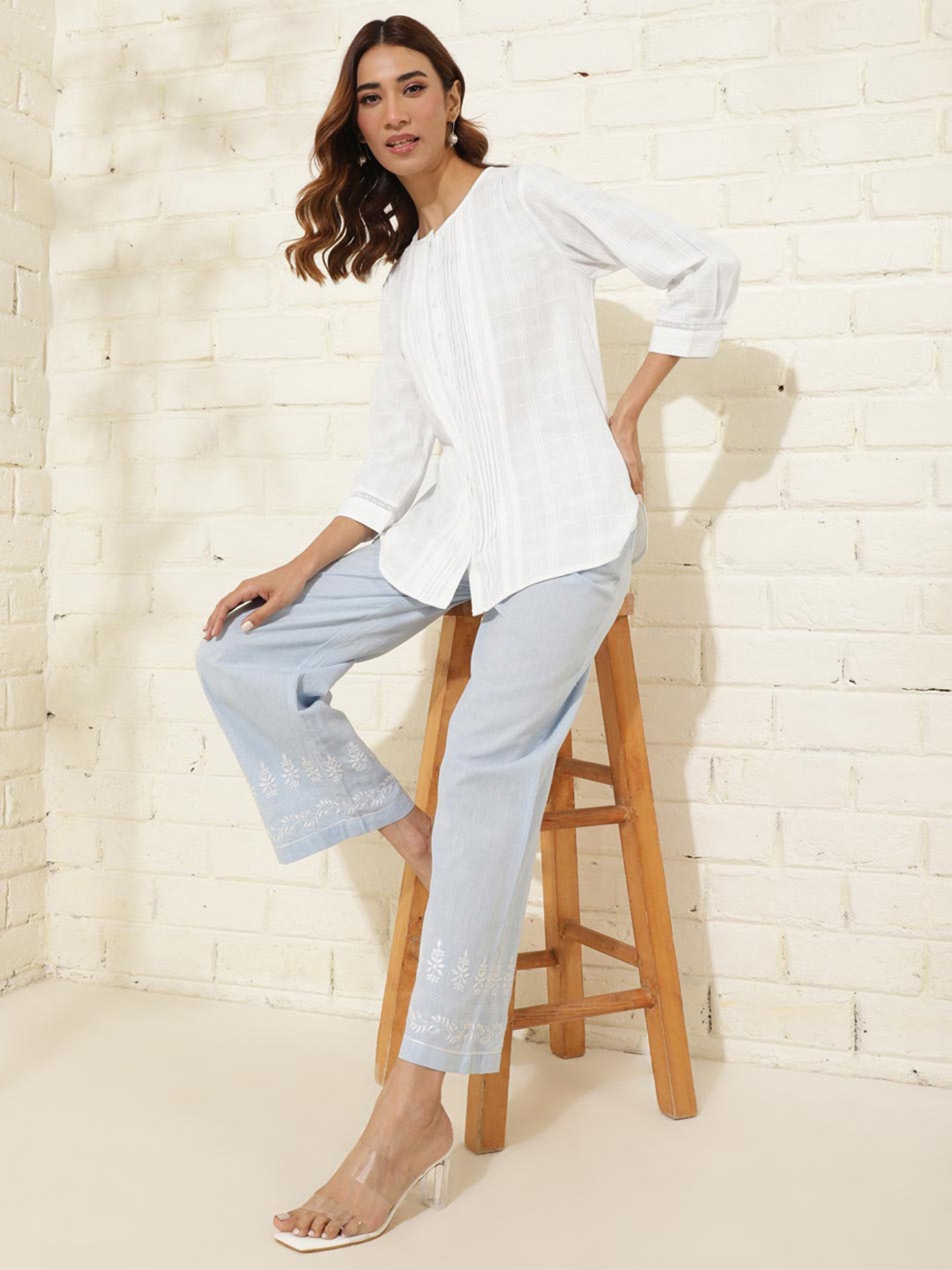 

Fabindia Round Neck Cotton Tunic, White