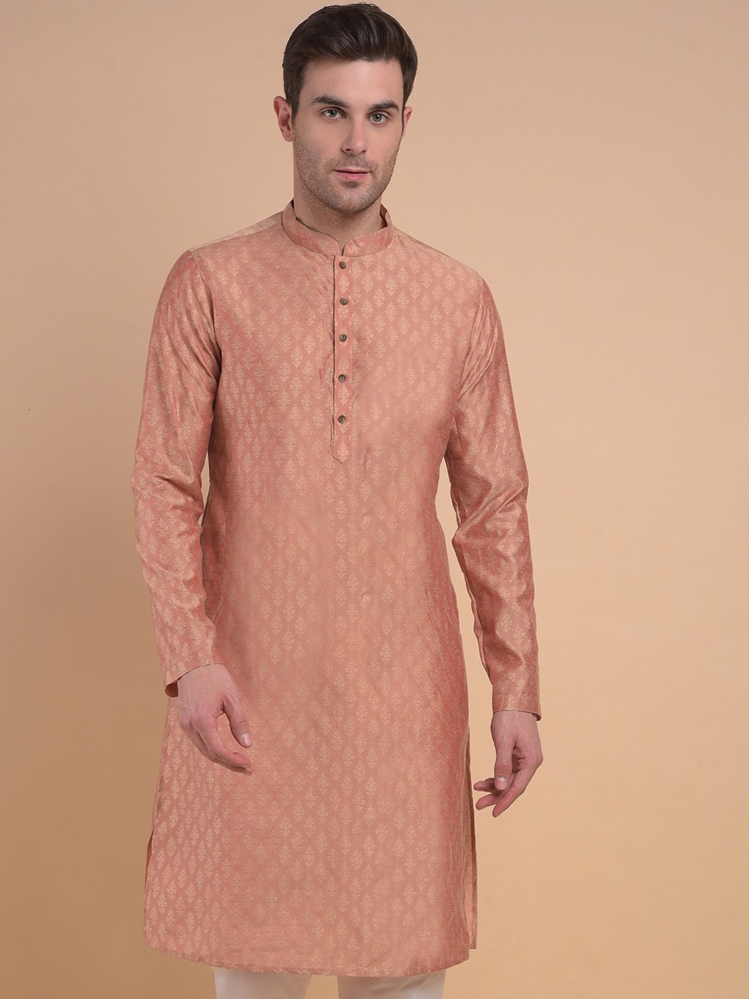

Anouk Geometric Long Sleeves Jacquard Kurta, Copper