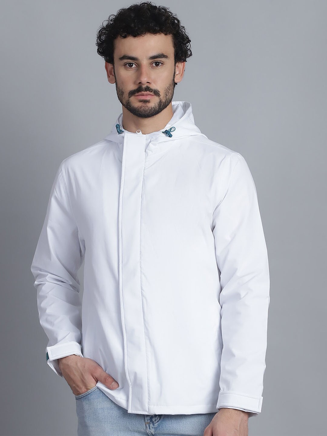 

HOUSE OF VEDAS Men Hooded Waterproof Rain Jacket, White