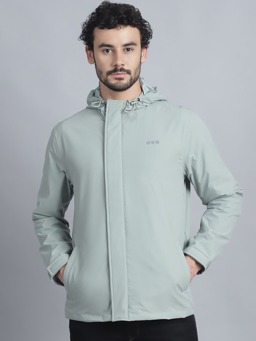 

HOUSE OF VEDAS Men Hooded Waterproof Rain Jacket, Olive
