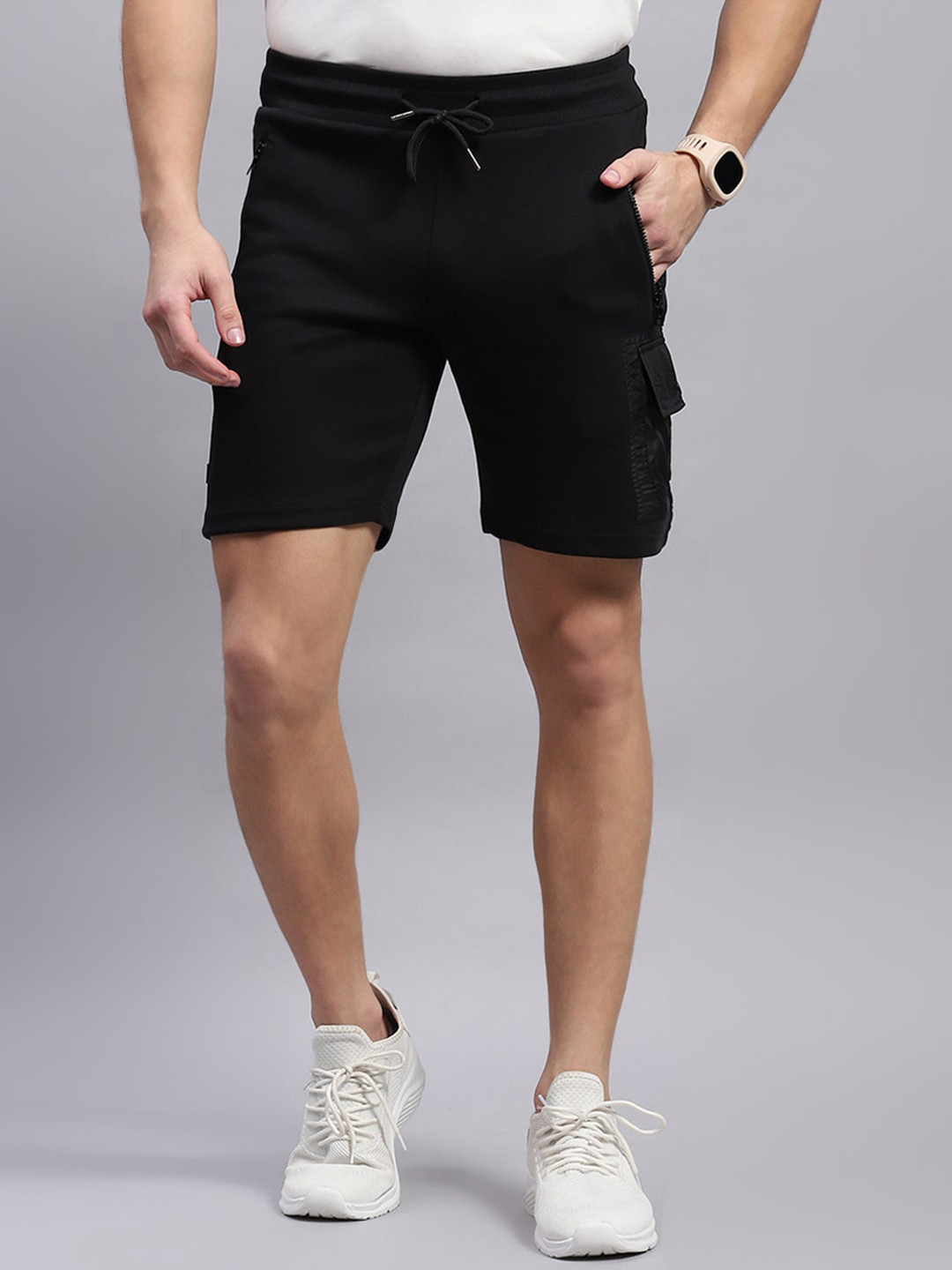 

Monte Carlo Men Cotton Cargo Shorts, Black
