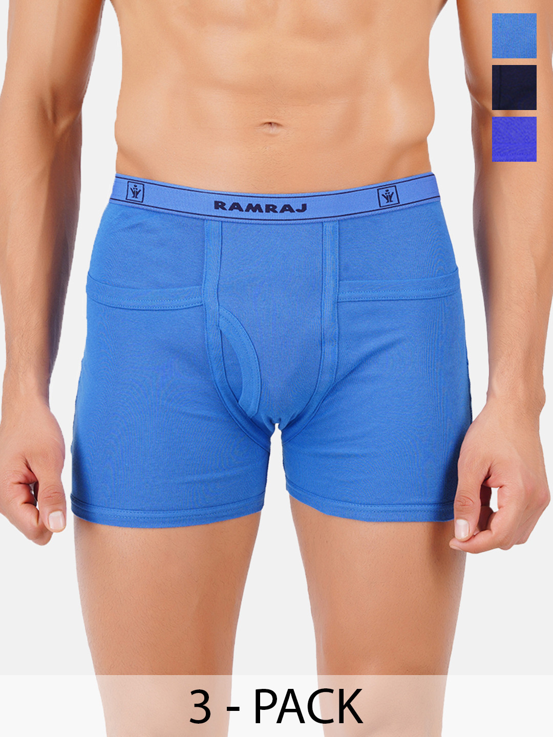 

Ramraj Pack Of 3 Assorted Breathability Trunks IMAXRIBCPTOET3P, Multi