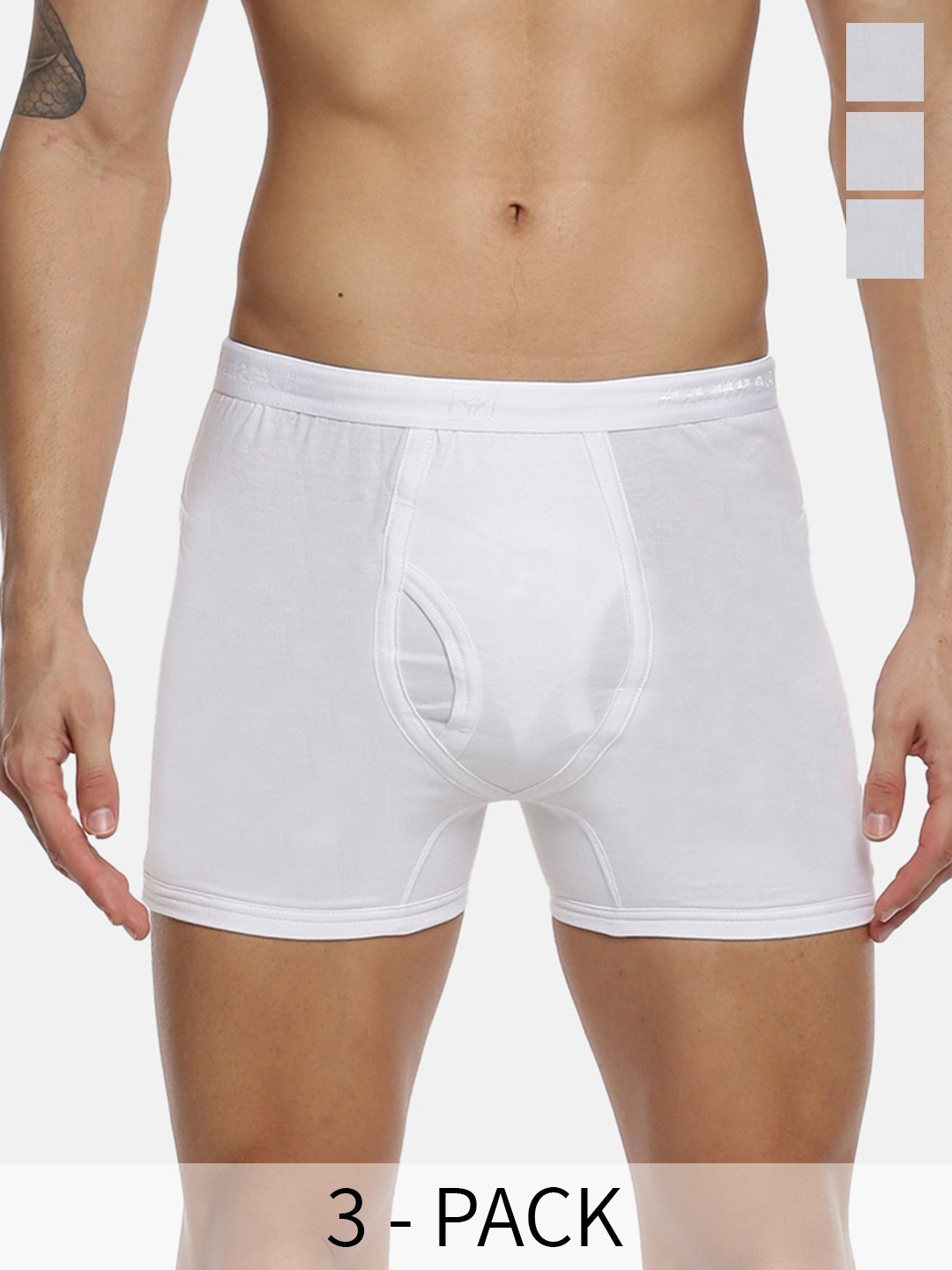 

Ramraj Pack Of 3 Mid Rise Pocketless Trunks IMAXRIBWWPOET3P, White