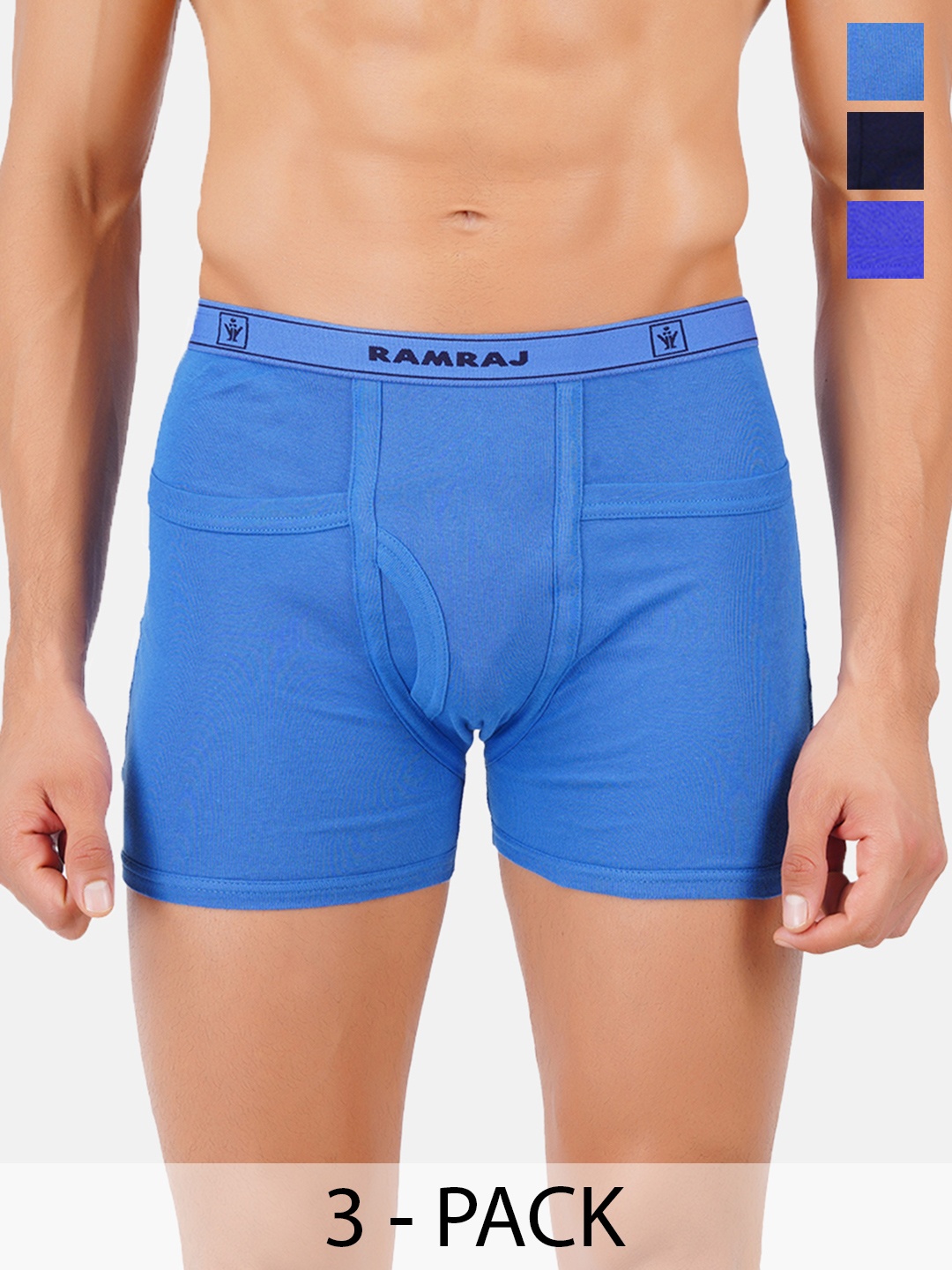

Ramraj Pack Of 3 Assorted Breathability Trunks IMAXRIBCPTOET3P
