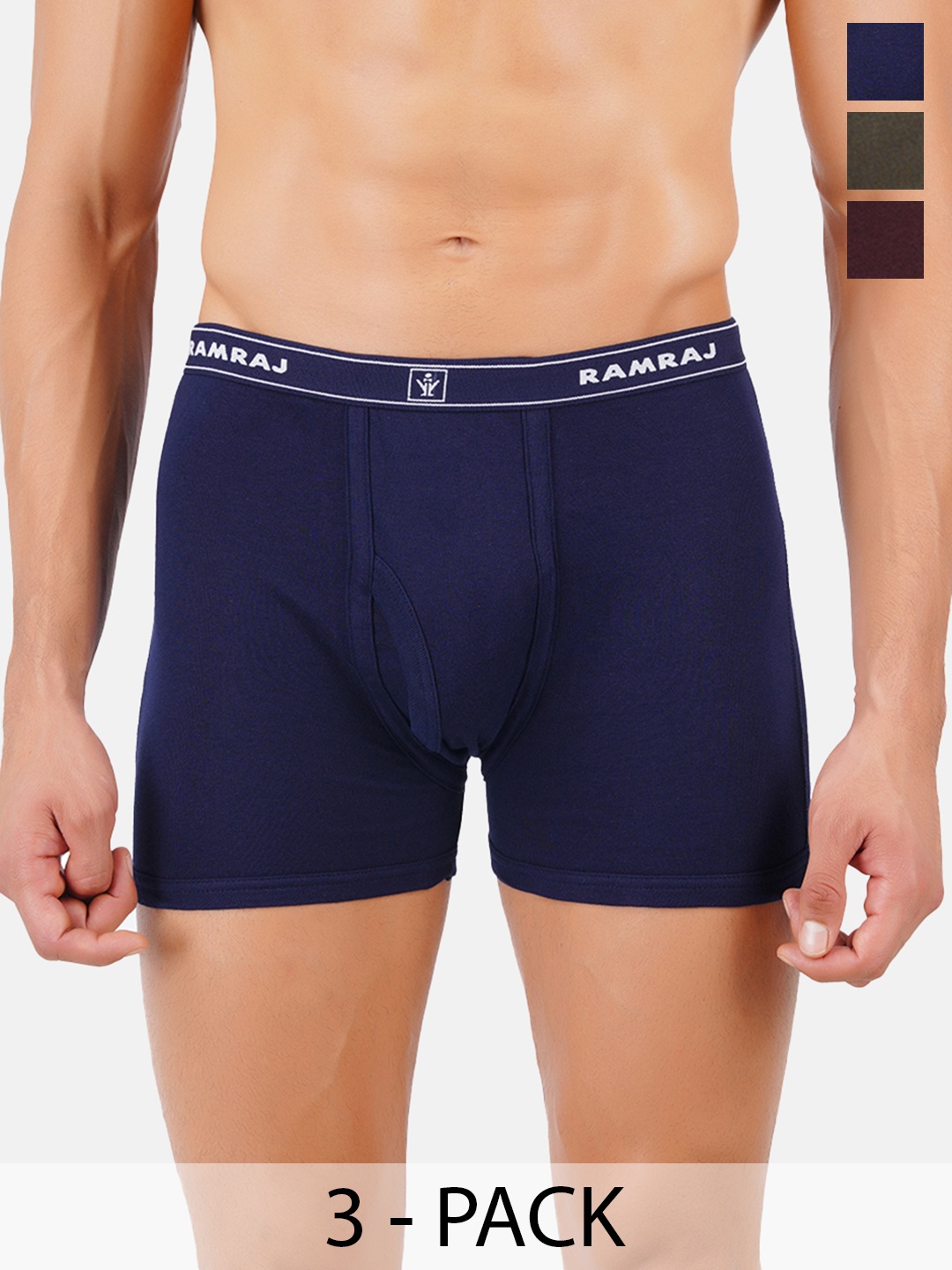 

Ramraj Pack Of 3 Assorted Breathability Trunks IMAXRIBCWOPOET3P