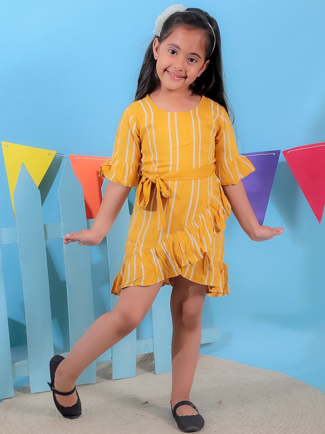 

Stuffie Land Round Neck Print Fit & Flare Dress, Yellow