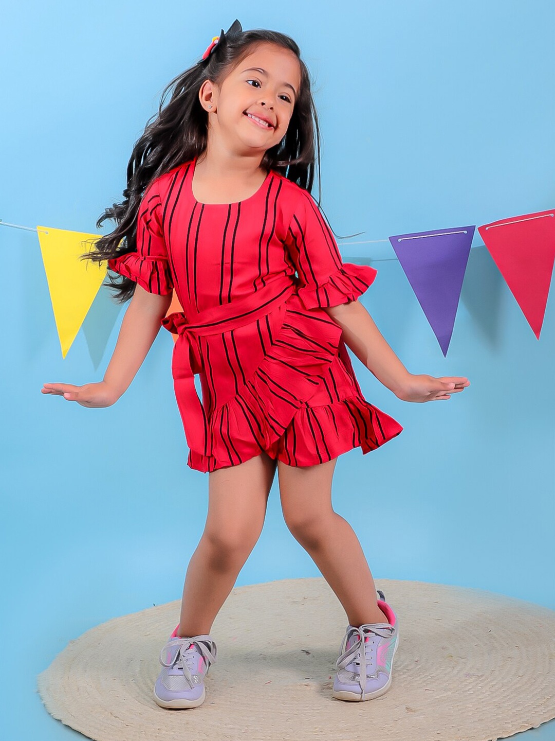 

Stuffie Land Round Neck Print A-Line Dress, Red