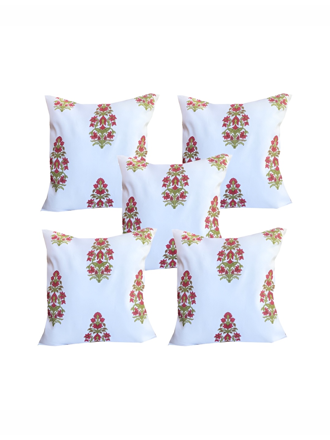 

Pink Parrot White & Red 5 Pieces Floral Square Cushion Covers