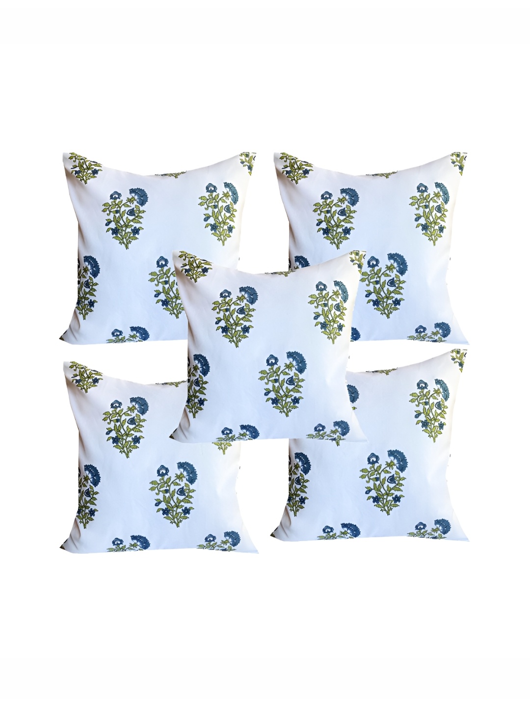 

Pink Parrot Blue & Green 5 Pieces Floral Square Cushion Covers