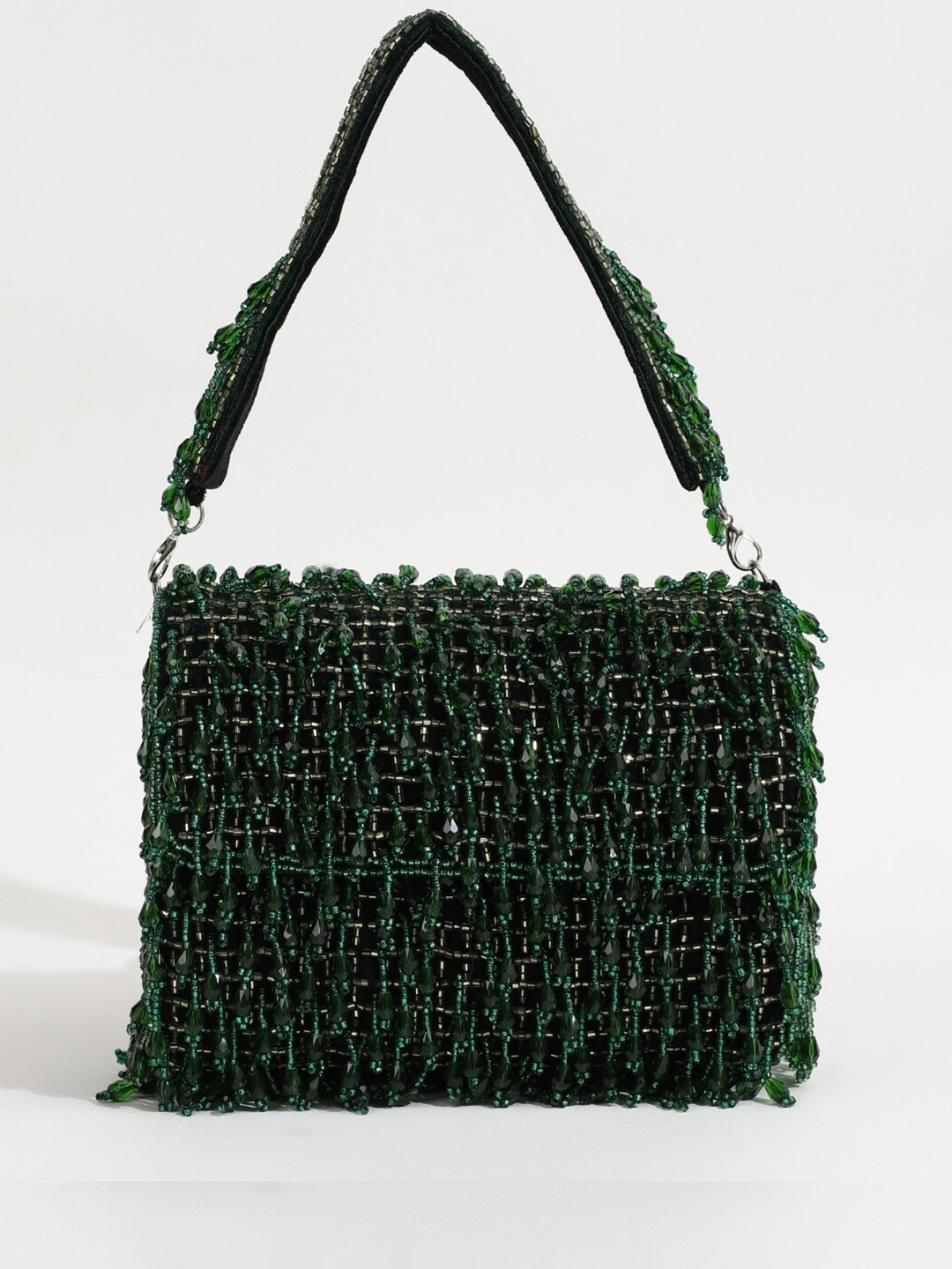 

THE TAN CLAN Embroidered Foldover Clutch, Green
