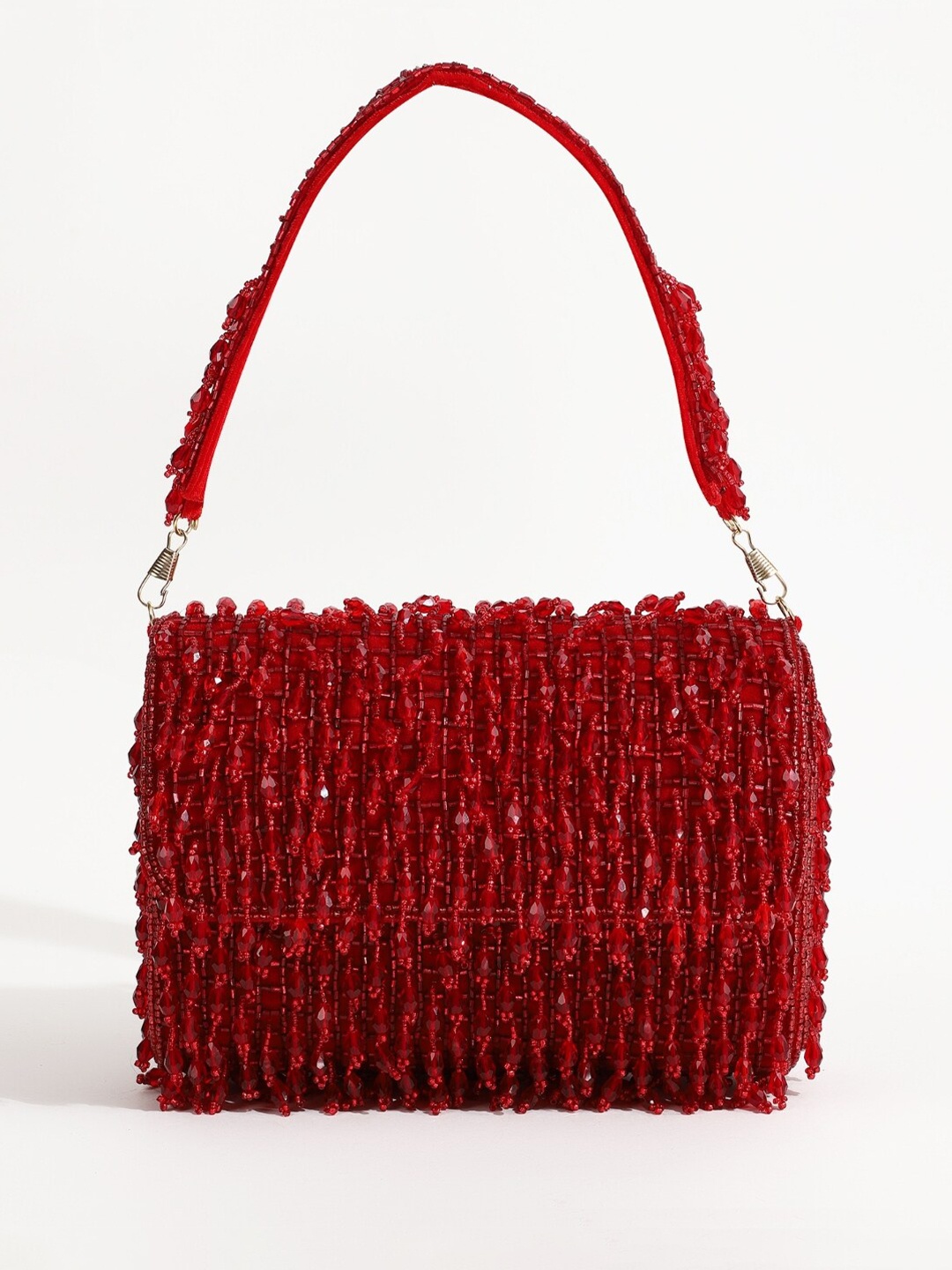 

THE TAN CLAN Embroidered Foldover Clutch, Red
