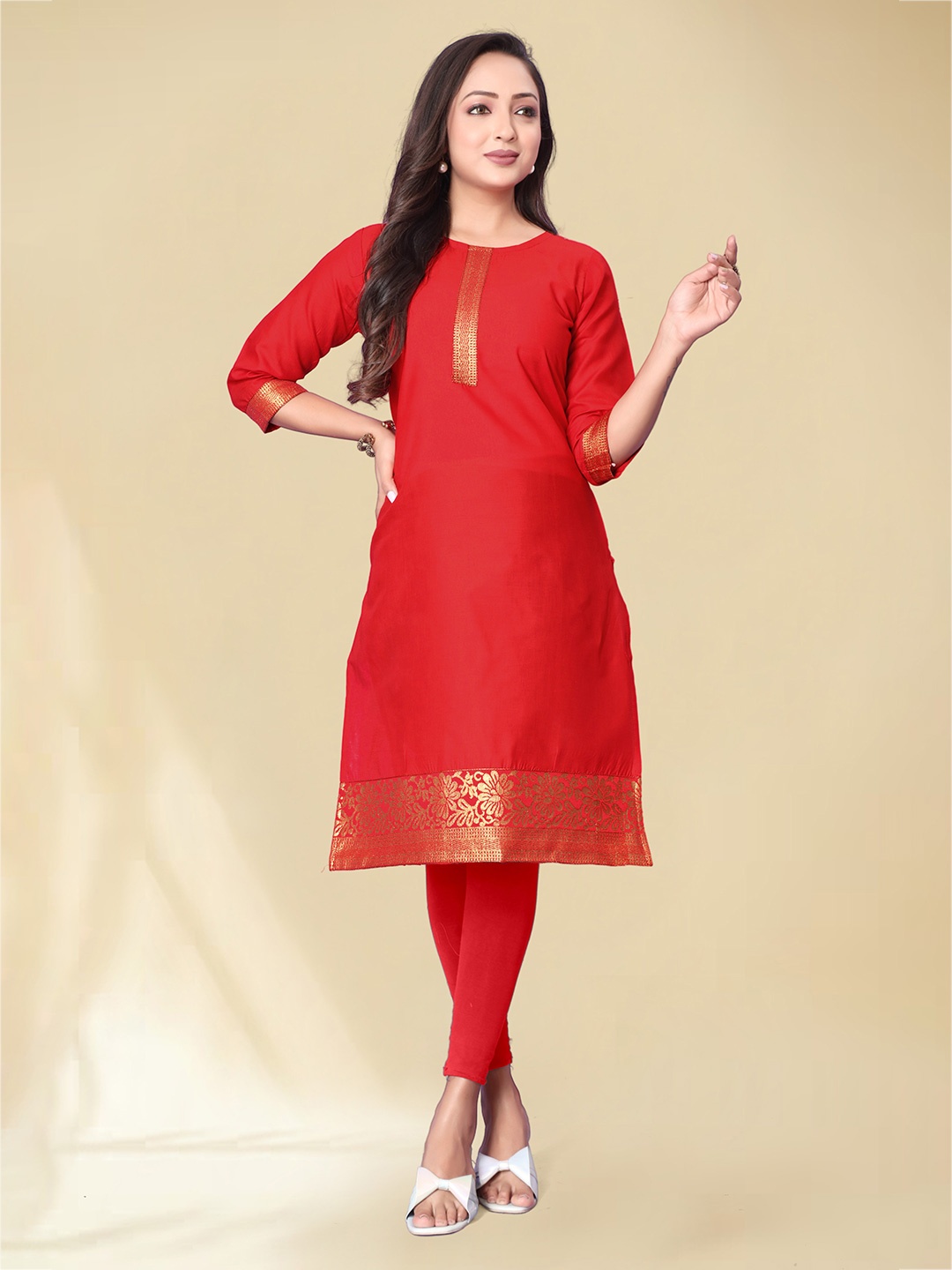 

Anouk Red Ethnic Motifs Printed Straight Kurta
