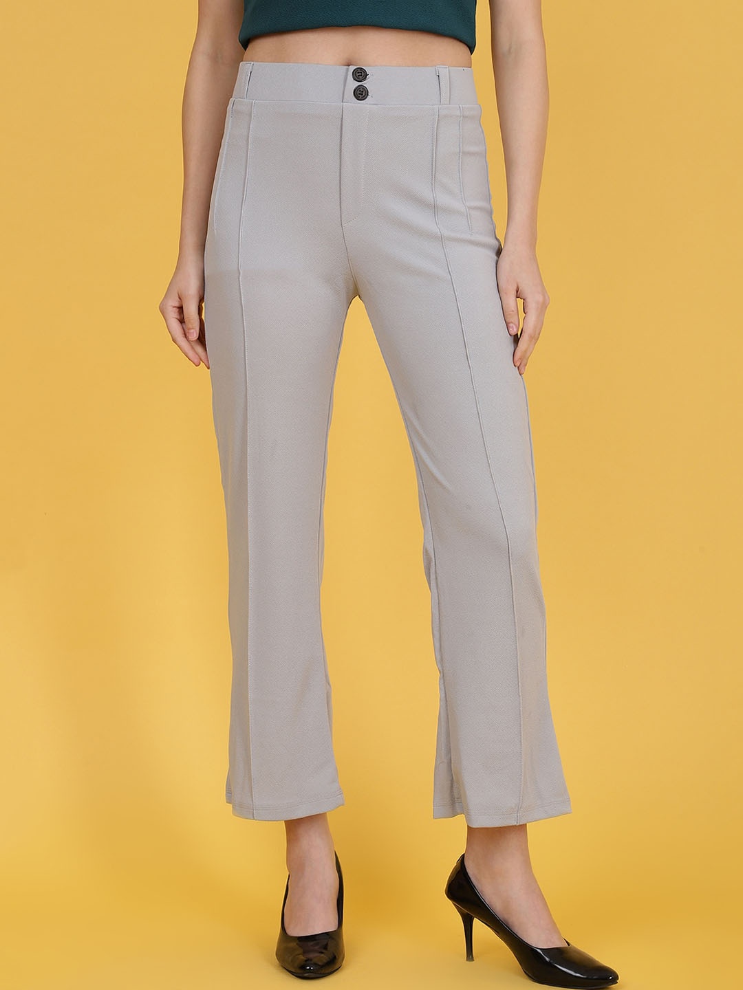 

Wool Trees Women Mid-Rise Trousers, Silver