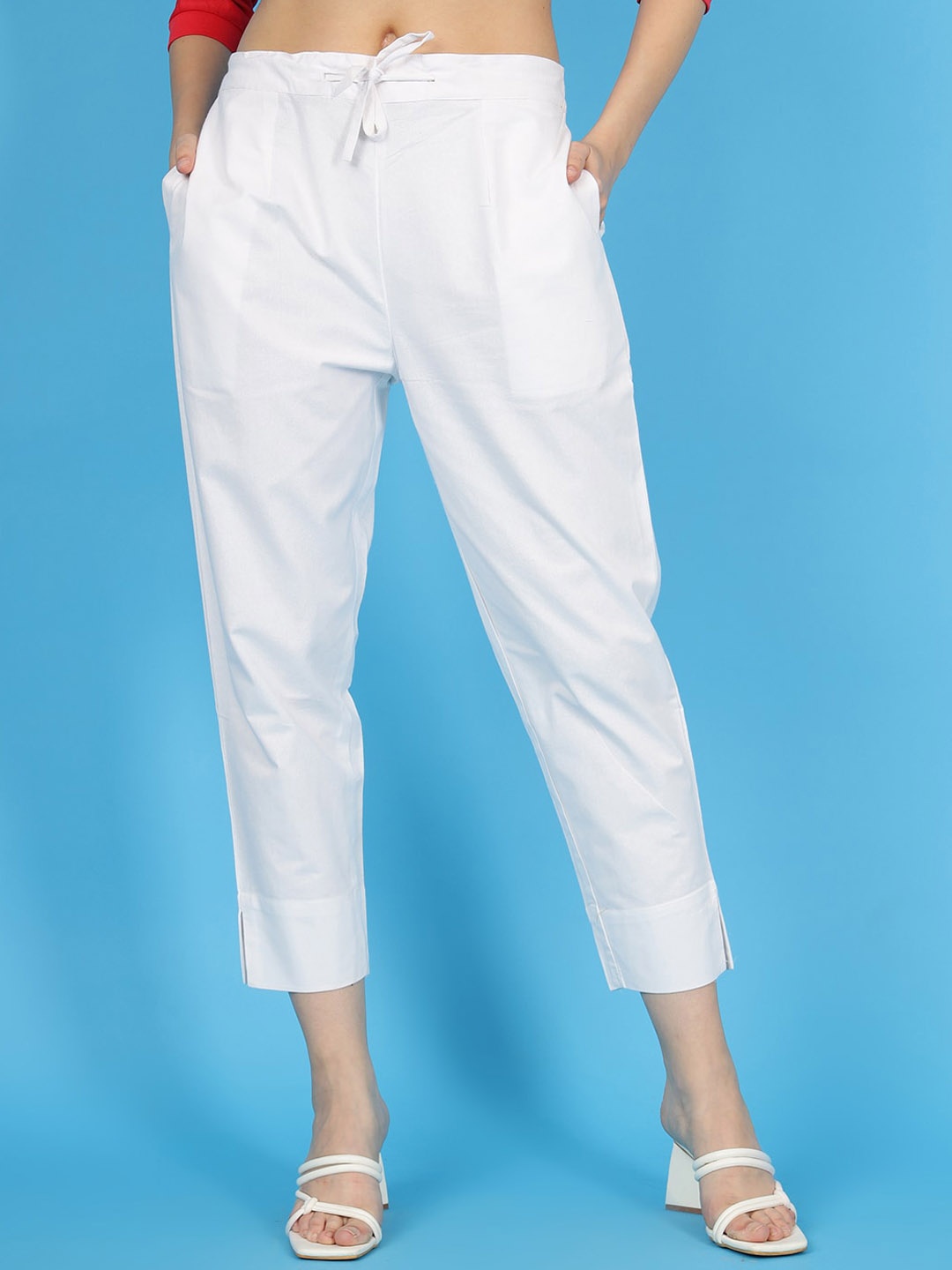 

Wool Trees Women Mid-Rise Pleated Trousers, White