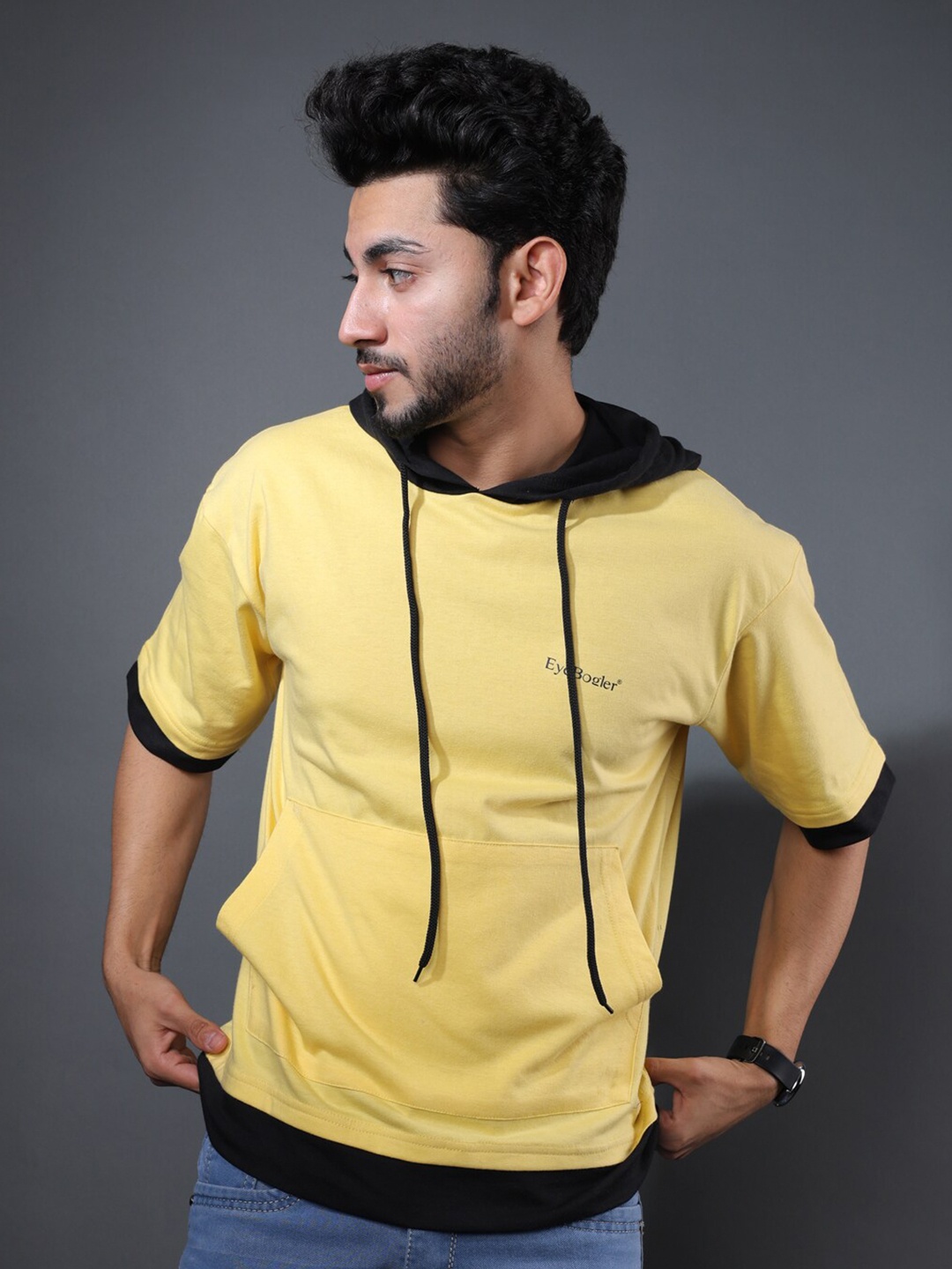 

Eyebogler Colourblocked Hood T-shirt, Yellow