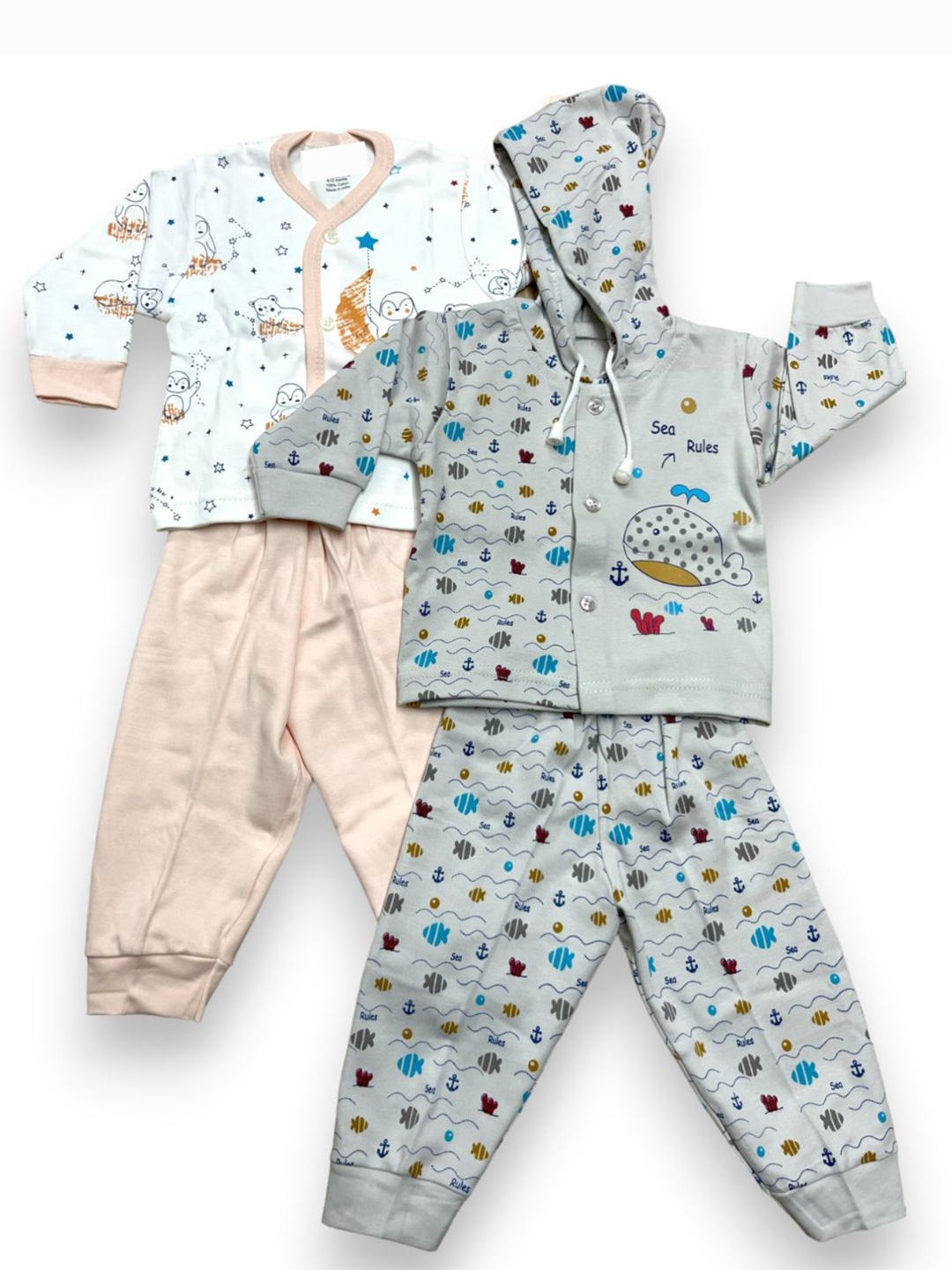 

BAESD Infants Pack of 2 Printed Pure Cotton Shirt with Trousers, Cream