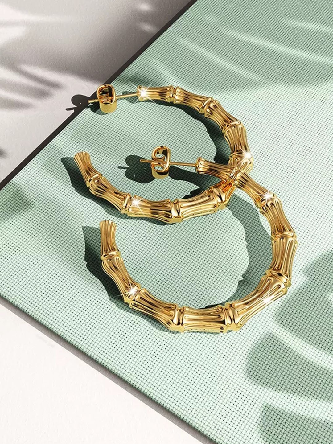 

VIEN Gold-Plated Contemporary Half Hoop Earrings