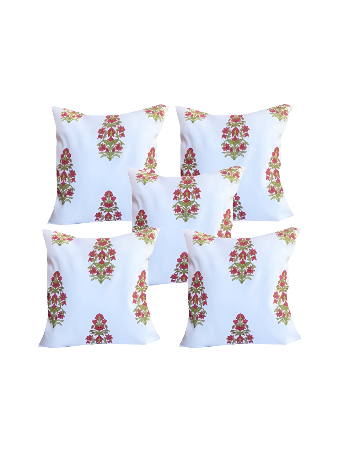 

Pink Parrot White & Red 5 Pieces Floral Square Cushion Covers