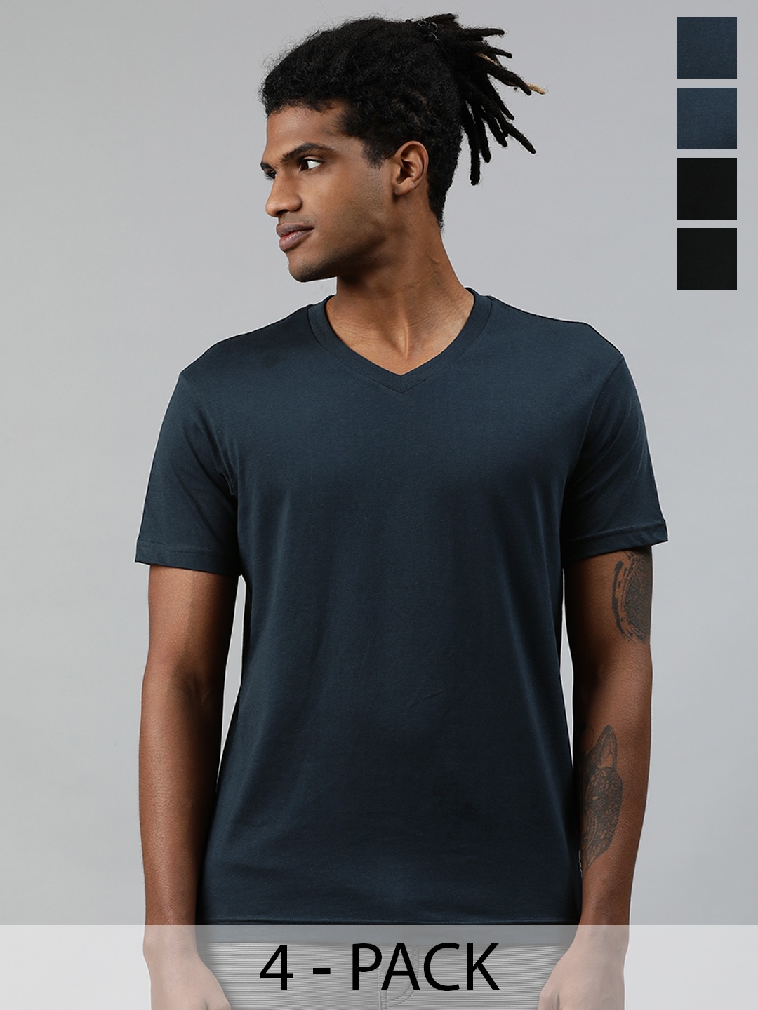 

Levis Pack Of 4 V-Neck Short Sleeves Cotton T-Shirts, Navy blue