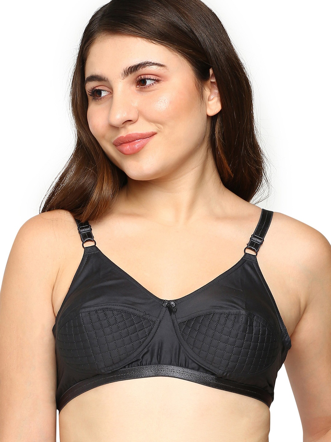 

BLOSSOM Pure Cotton Everyday Bra - Full Coverage Lightly Padded, Black