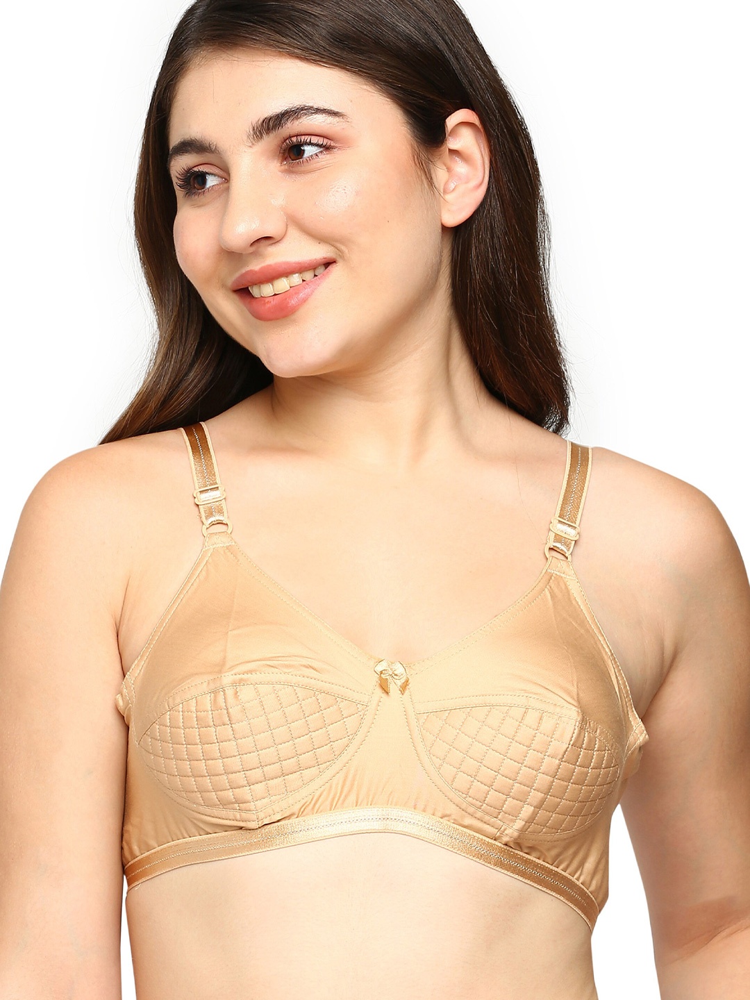 

BLOSSOM Pure Cotton Everyday Bra - Full Coverage Lightly Padded, Beige